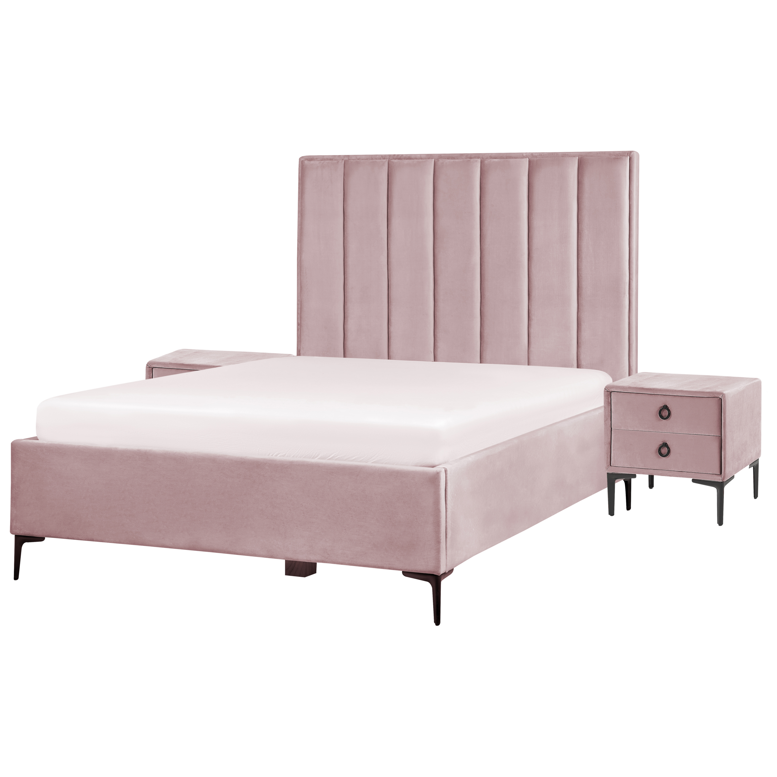 Slaapkamerset fluweel roze 140 x 200 cm SEZANNE