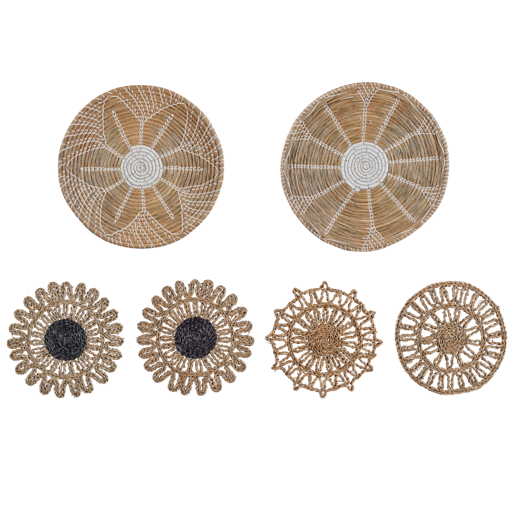 Image of Set di 6 piatti da appendere decorativi in alghe naturali con decorazioni da parete in stile africano