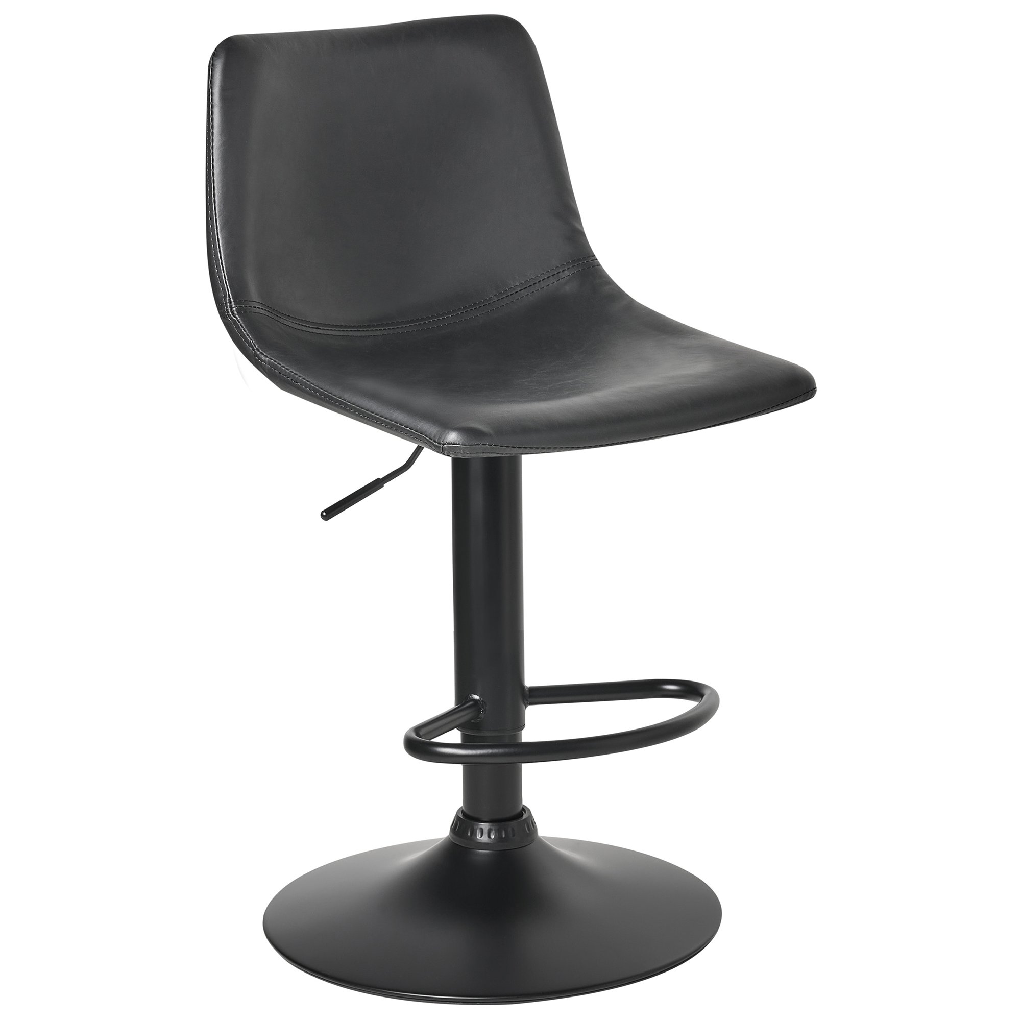 Set de 2 scaune de bar LEBRIJA Piele ecologică Pivotant Negru [5]