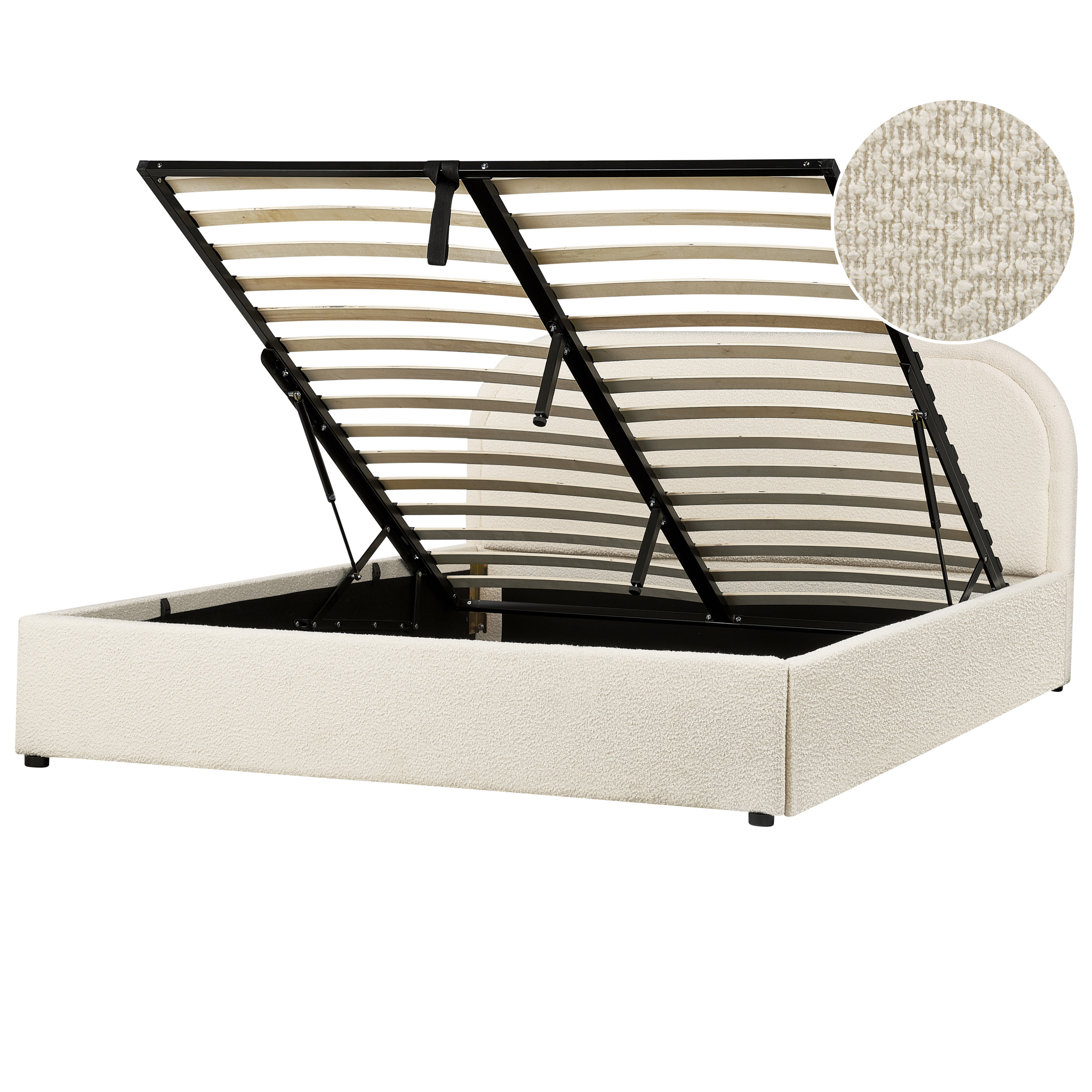 Bed met opbergruimte bouclé lichtbeige 160 x 200 cm QUILLIEN