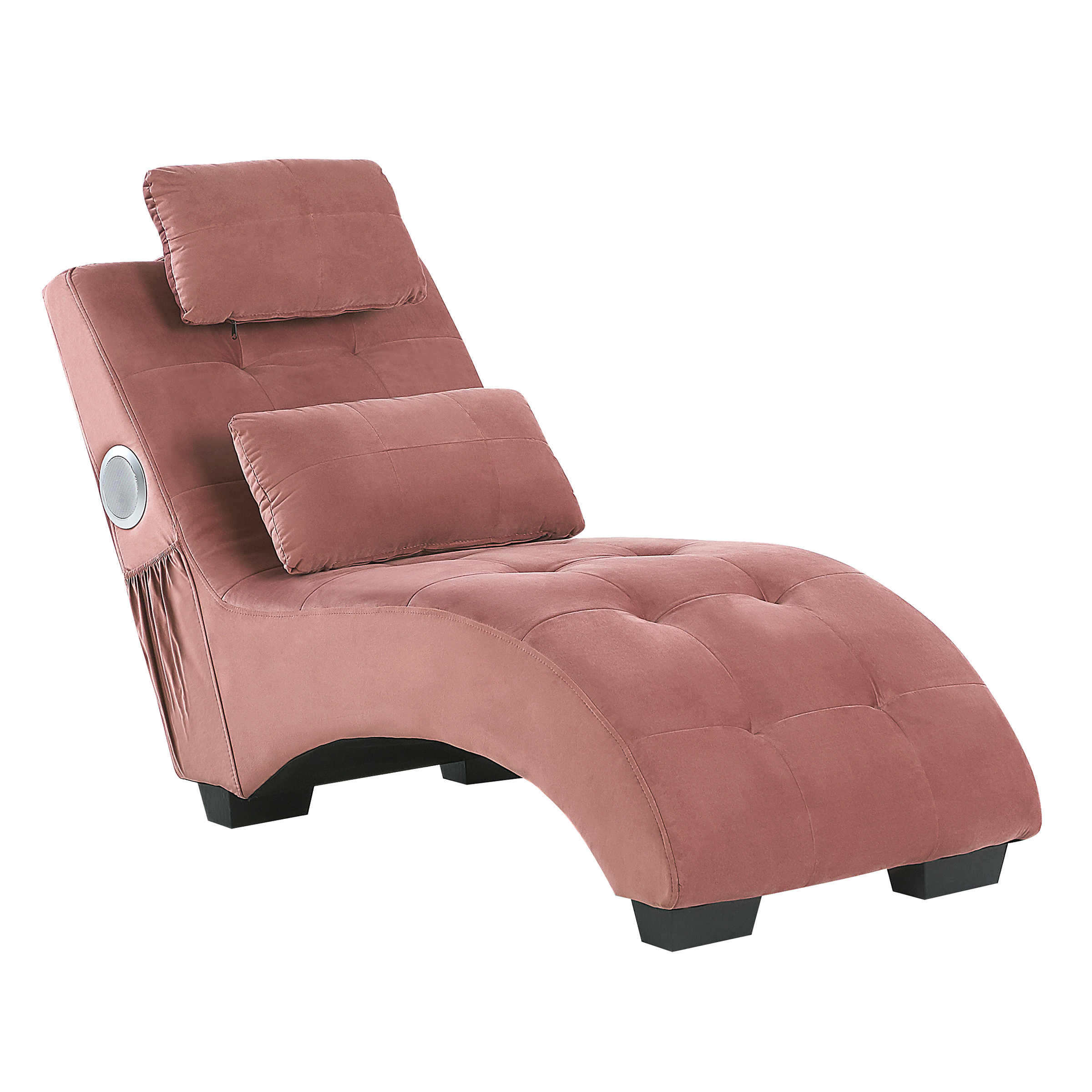 Chaise longue met Bluetooth speaker en USB fluweel roze SIMORRE