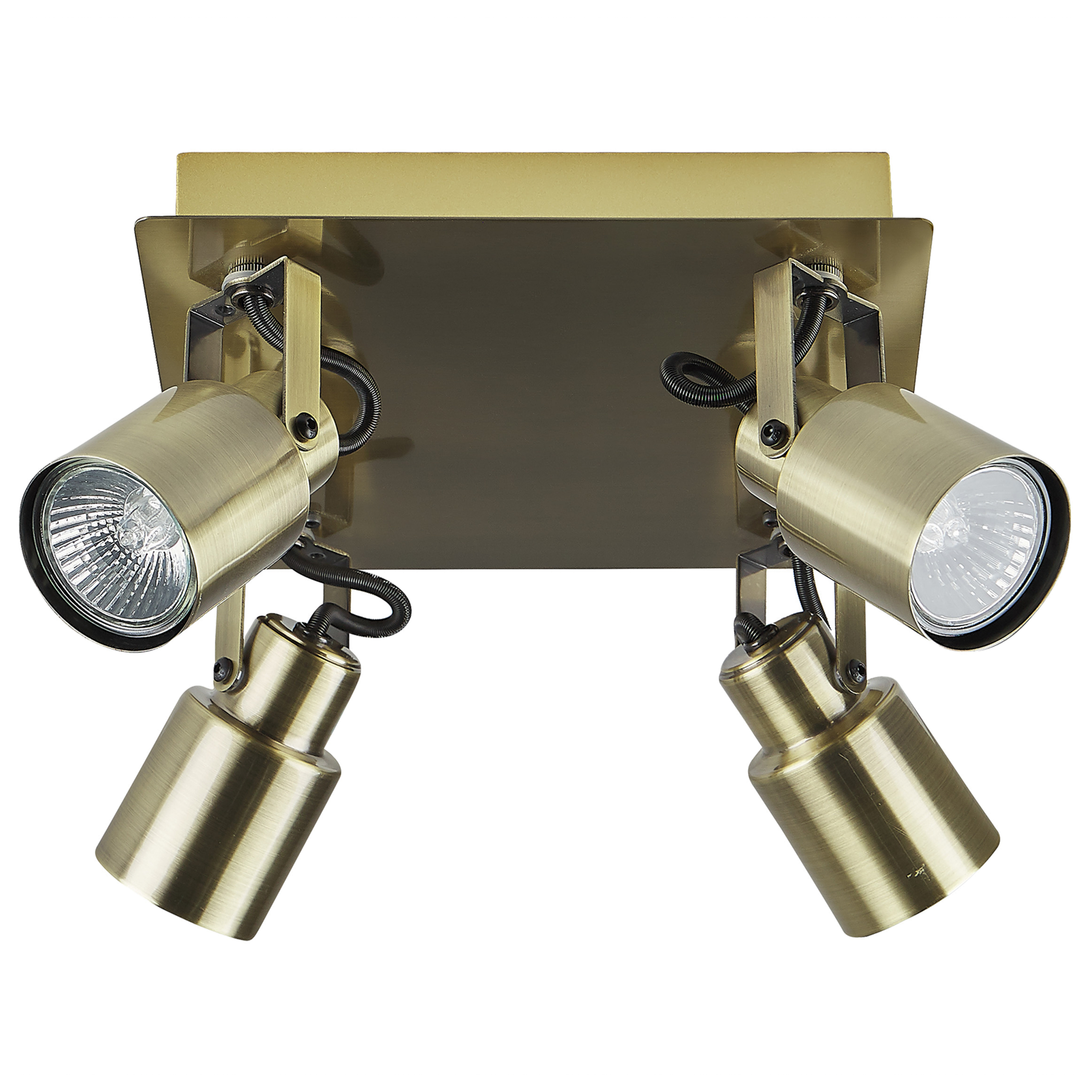 Plafondlamp 4 spots messing BONTE