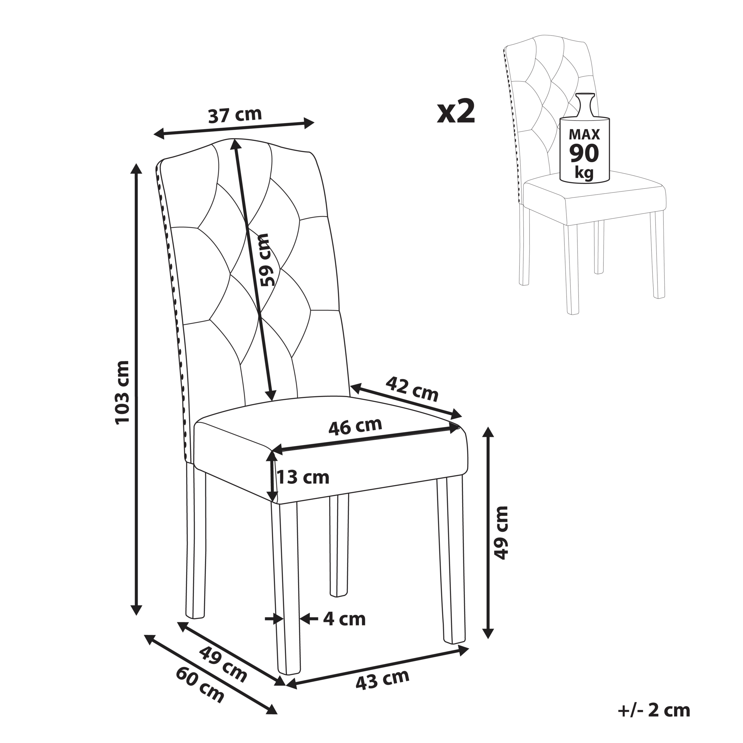 Set de 2 scaune dining SHIRLEY  Bej deschis [3]