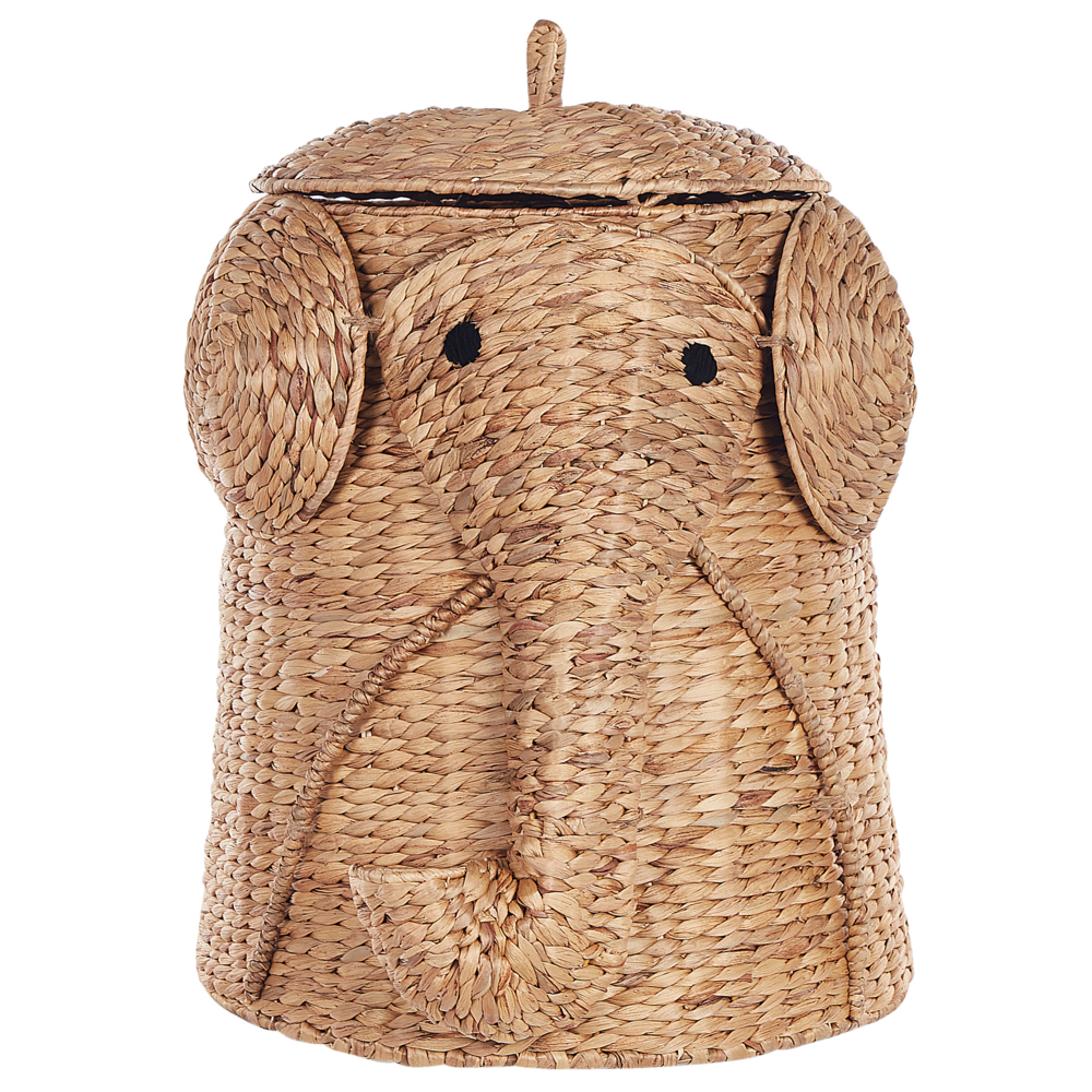 Image of Cesto a forma di elefantino in giacinto d&#39;acqua colore naturale cameretta bambini cesto portaoggetti portabiancheria
