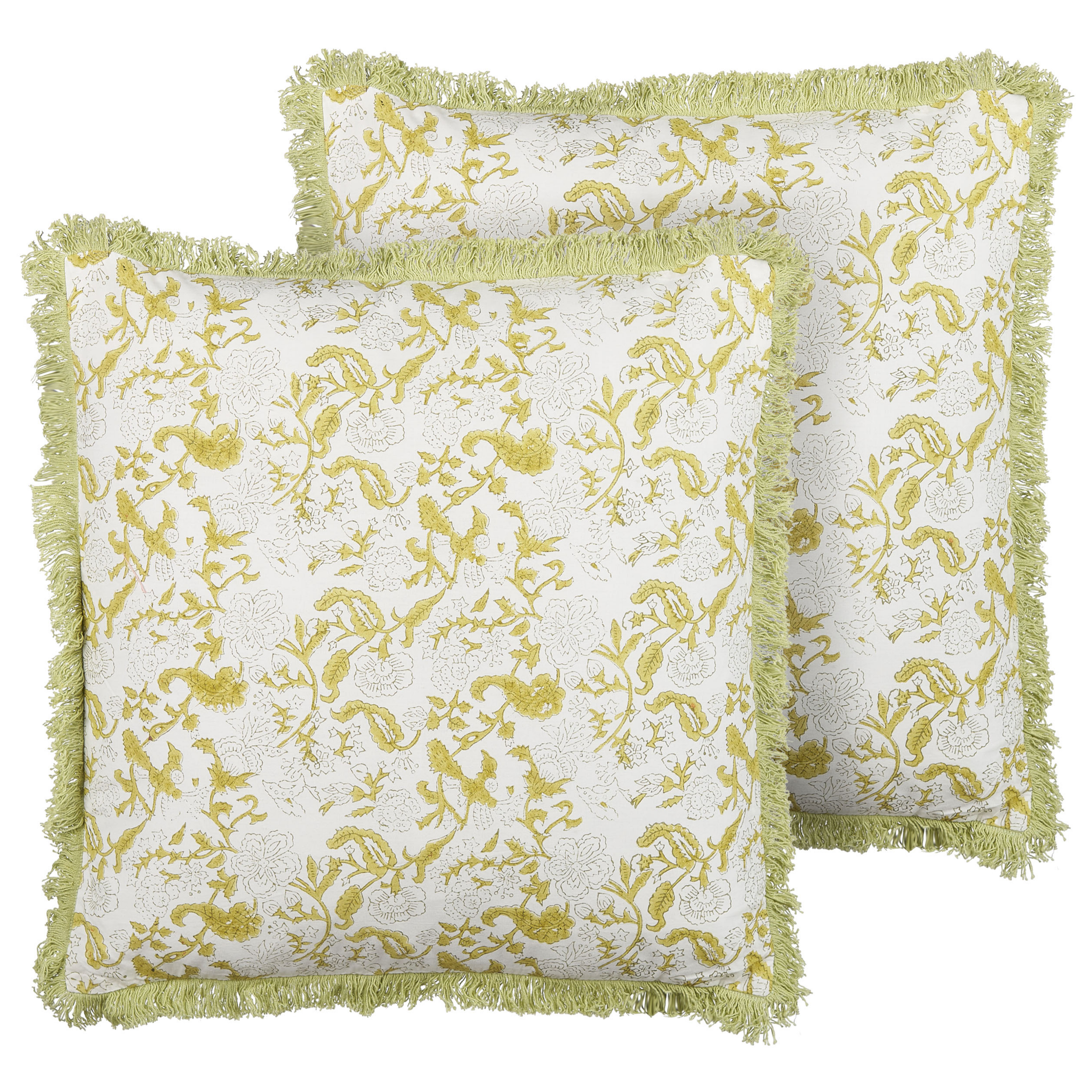 Set van 2 kussens Blokprint Katoen Groen FILIX 45 x 45 cm