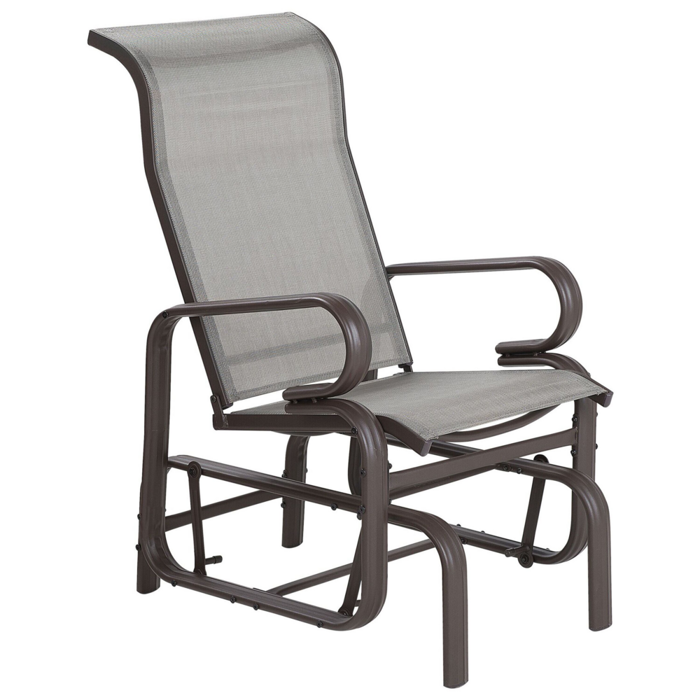 Image of Sedia a dondolo da giardino con struttura in alluminio marrone a dondolo per esterni