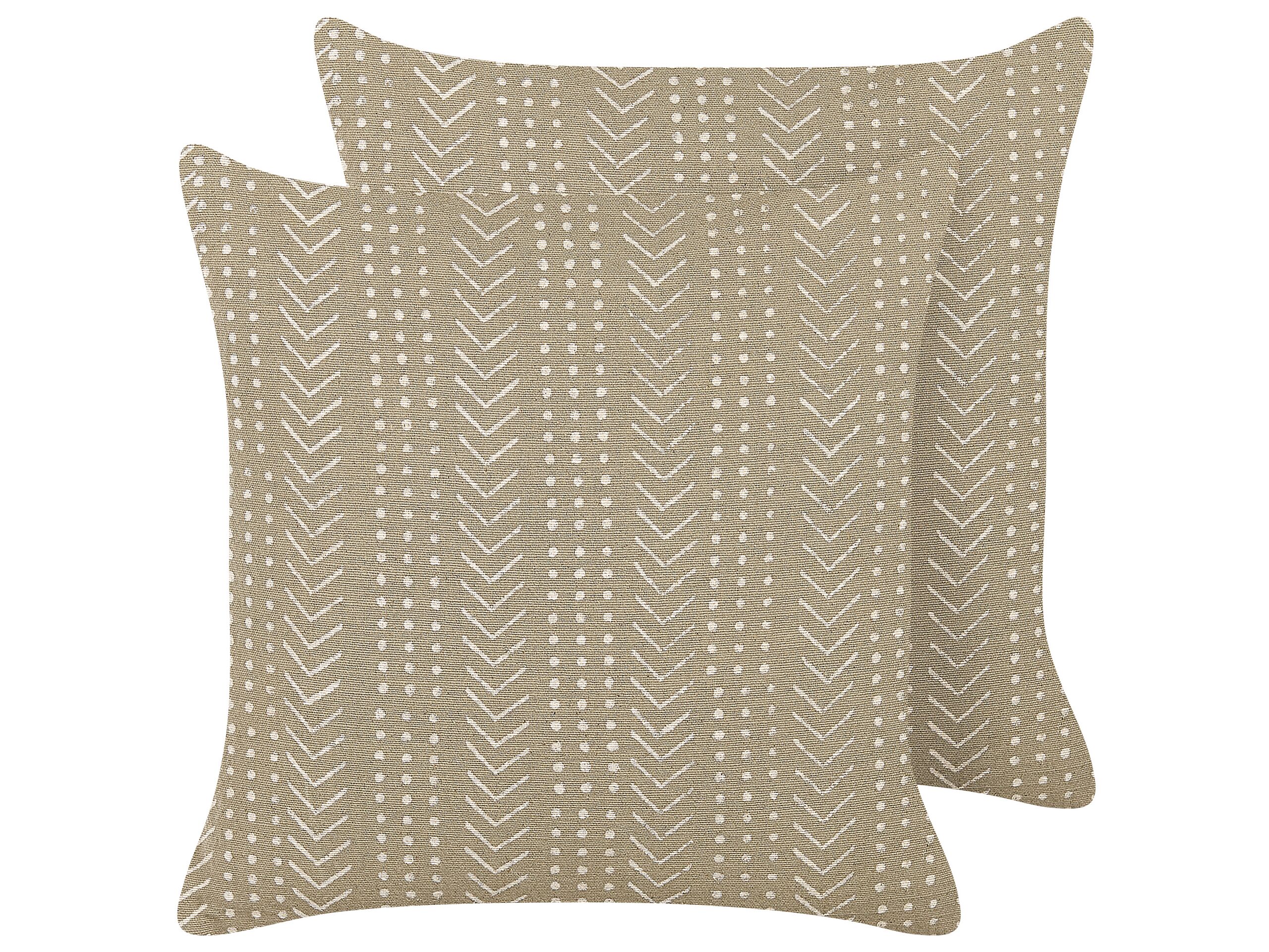 Set van 2 kussens Blokprint Katoen Beige SENECIO 45 x 45 cm