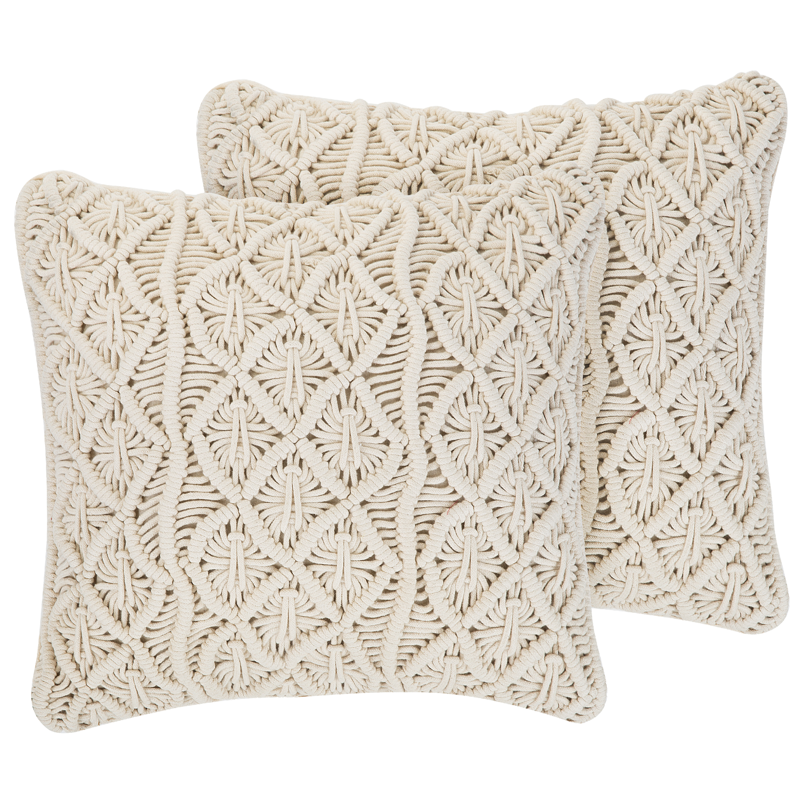 Set van 2 kussens Macramé Katoen Lichtbeige GOREME 45 x 45 cm