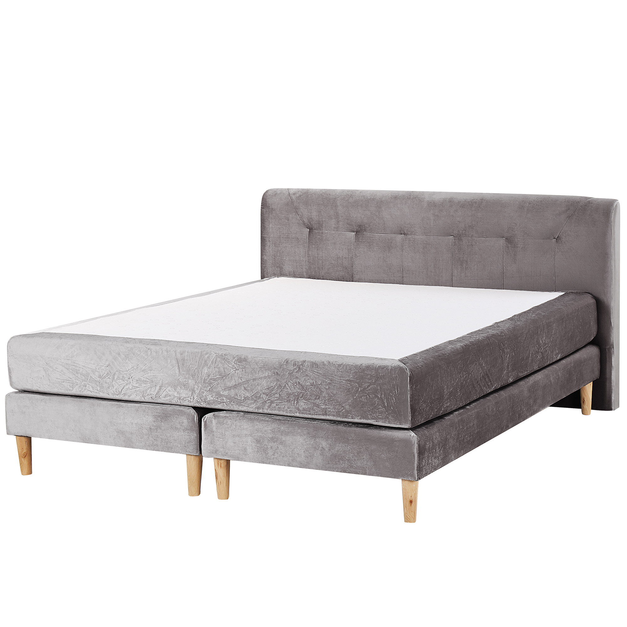 Boxspring fluweel grijs 160 x 200 cm MARQUISE