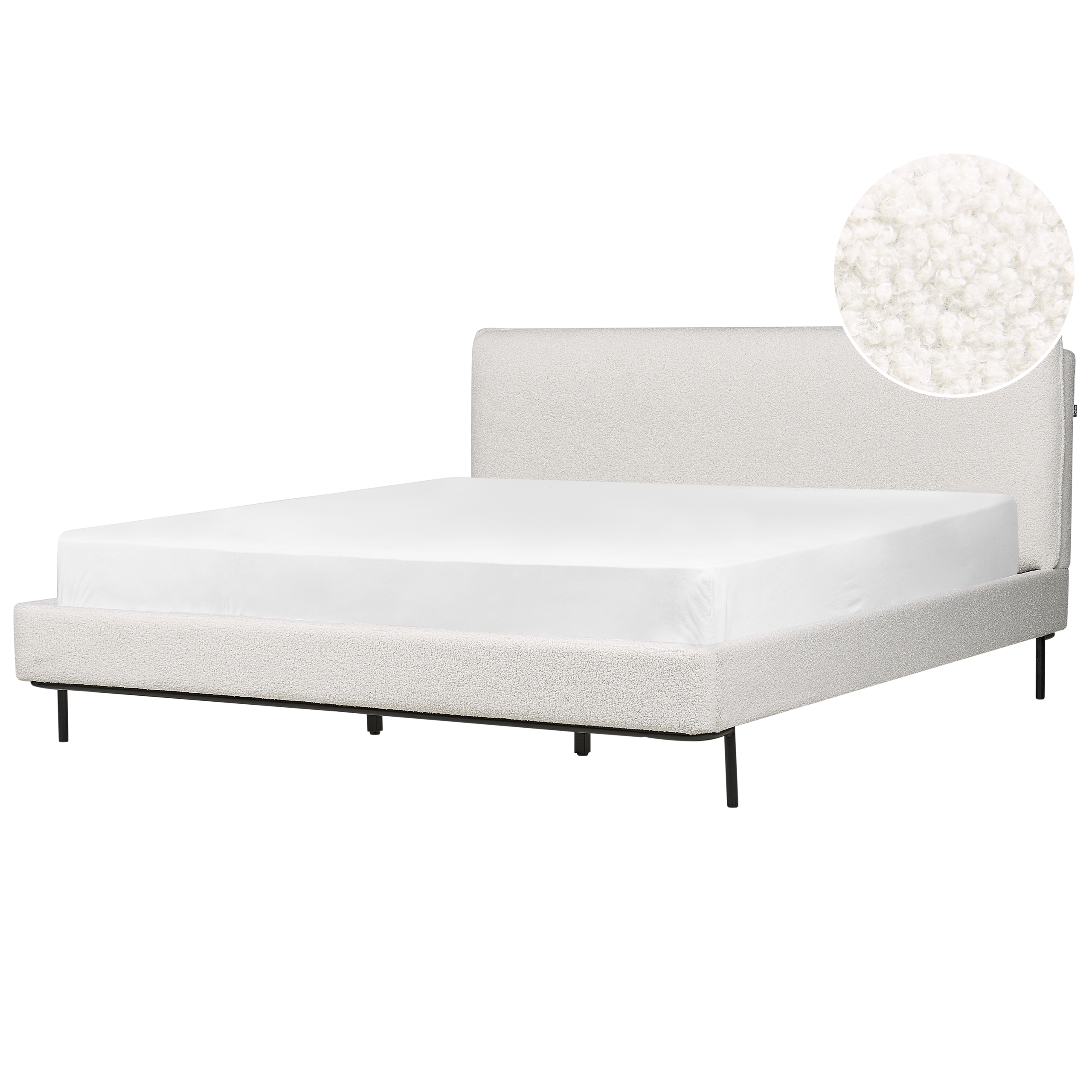 Bed bouclé wit 180 x 200 cm CORIO