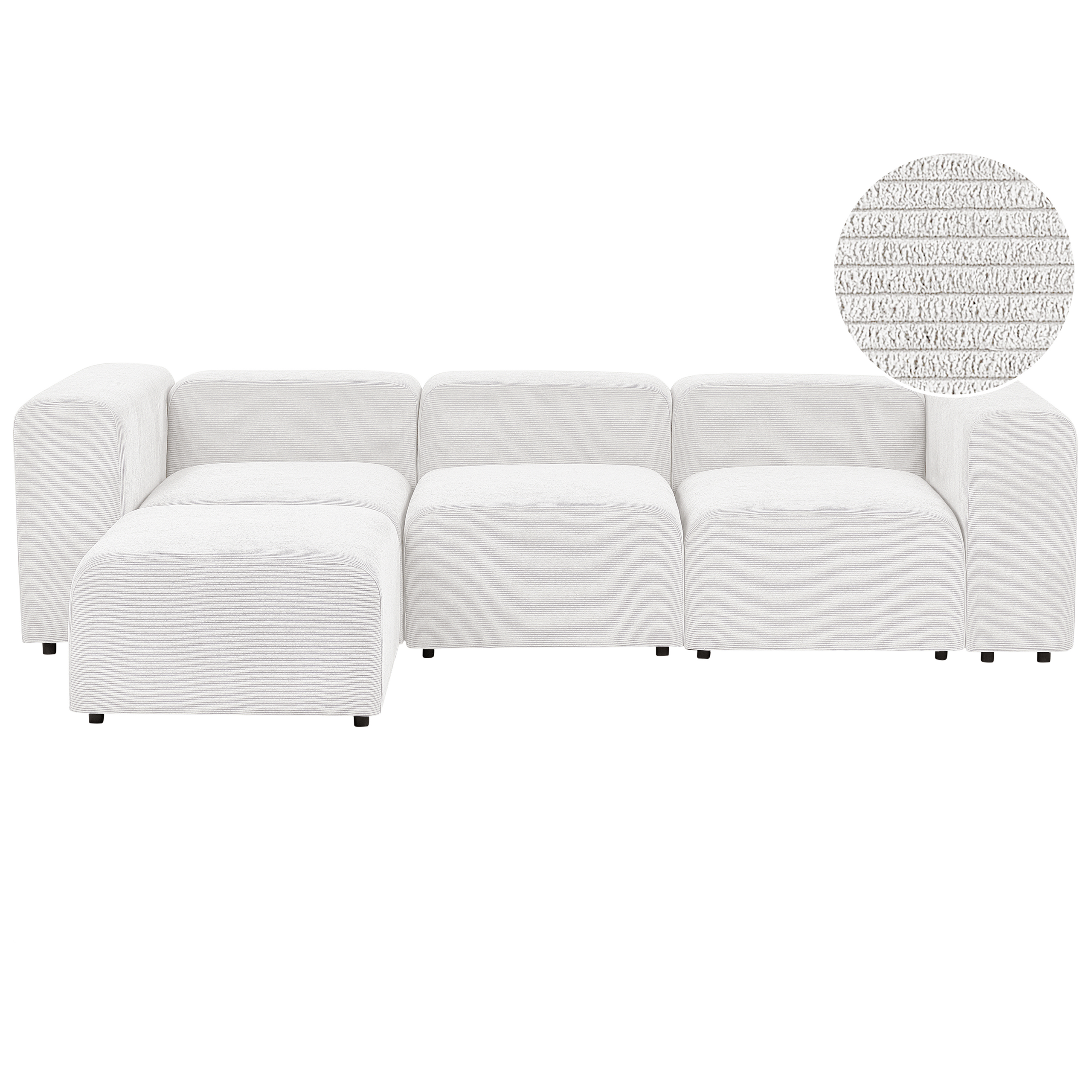Modulaire driezitsbank met ottomaan corduroy wit FALSTERBO