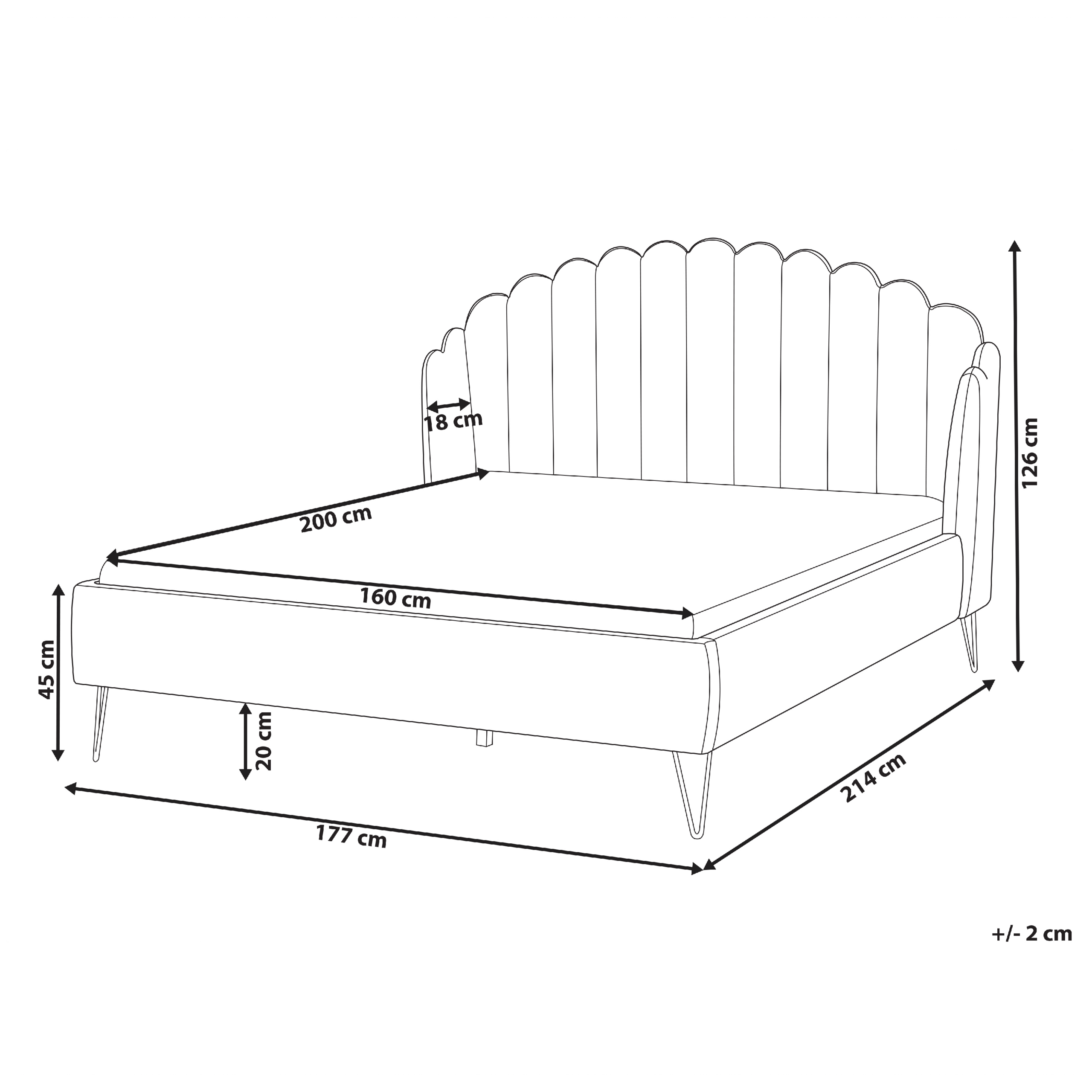 imagem de Cama de casal em veludo cinzento claro 160 x 200 cm AMBILLOU3