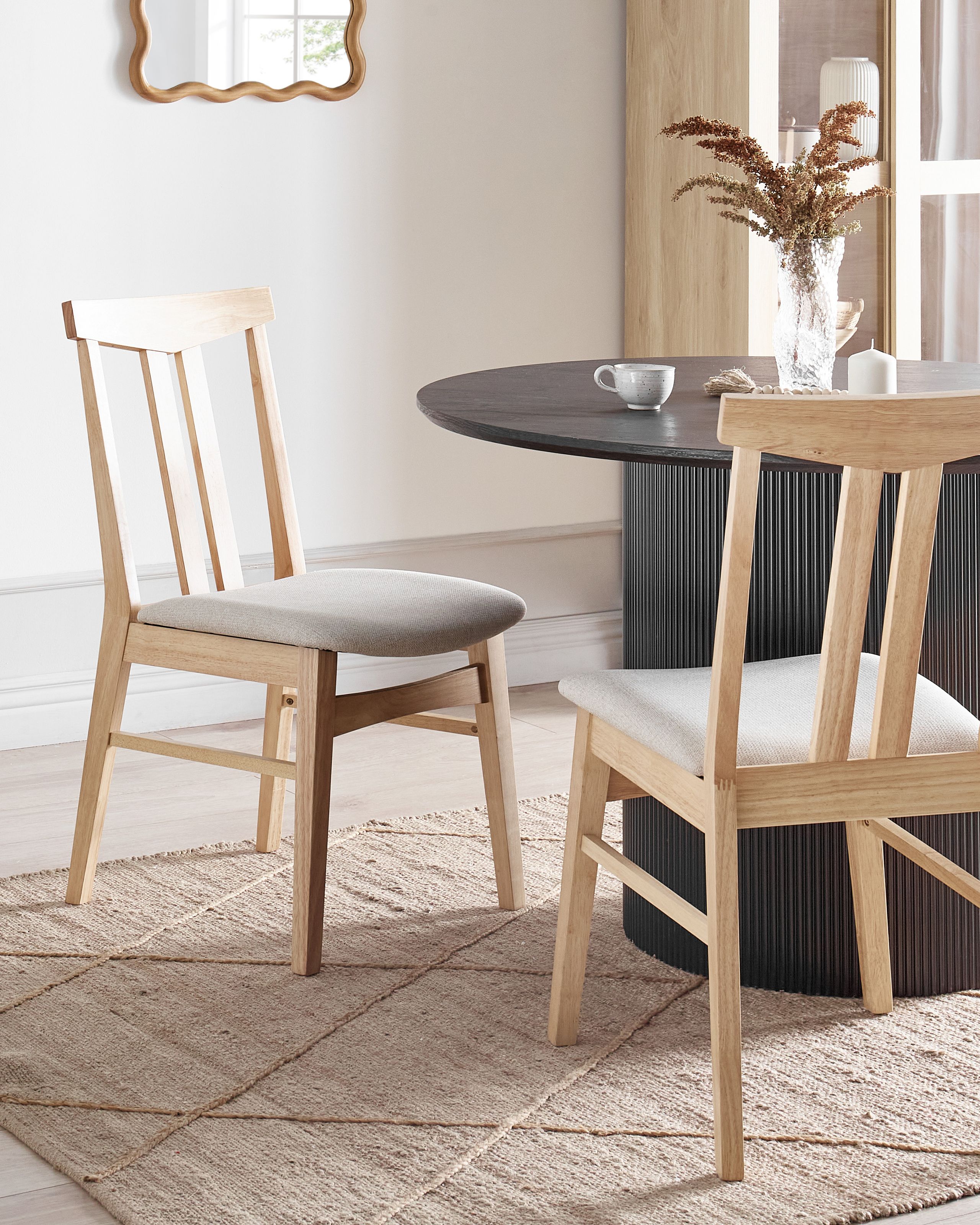 Scaun dining - Set de 2 scaune dining AVALON Lemn Bej deschis
