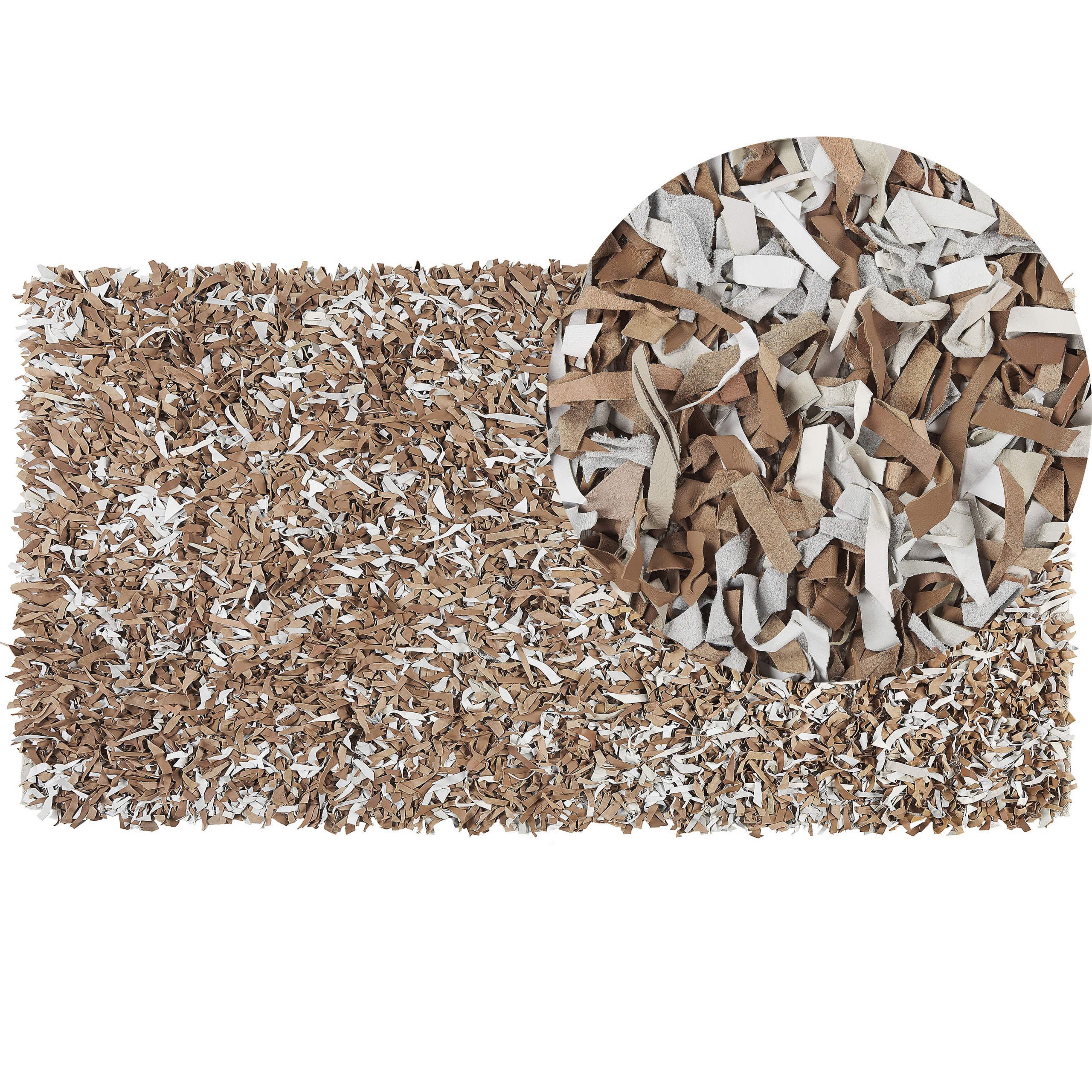 Vloerkleed leer bruin/grijs 80 x 150 cm MUT