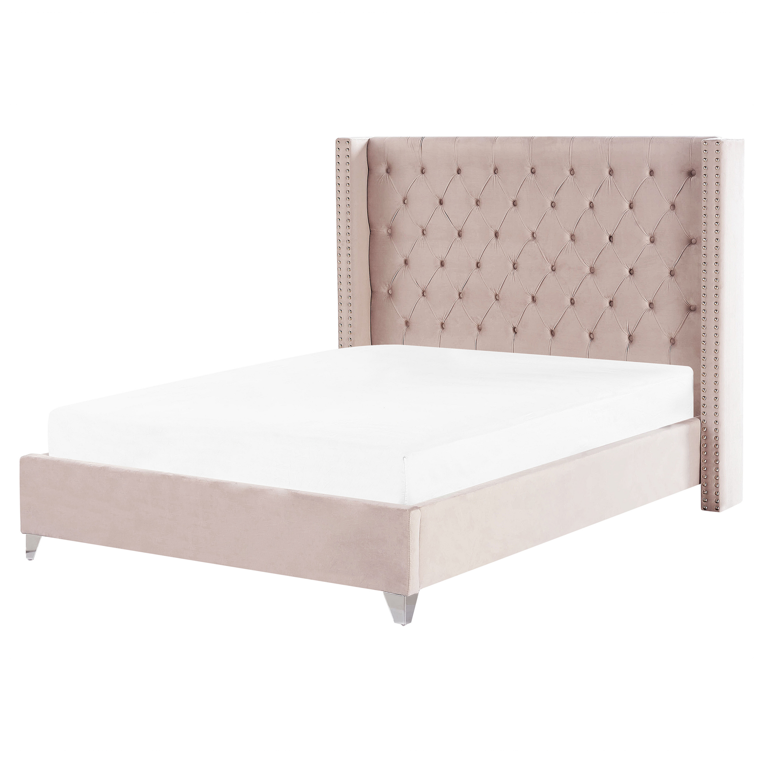 Bed fluweel licht roze 160 x 200 cm LUBBON