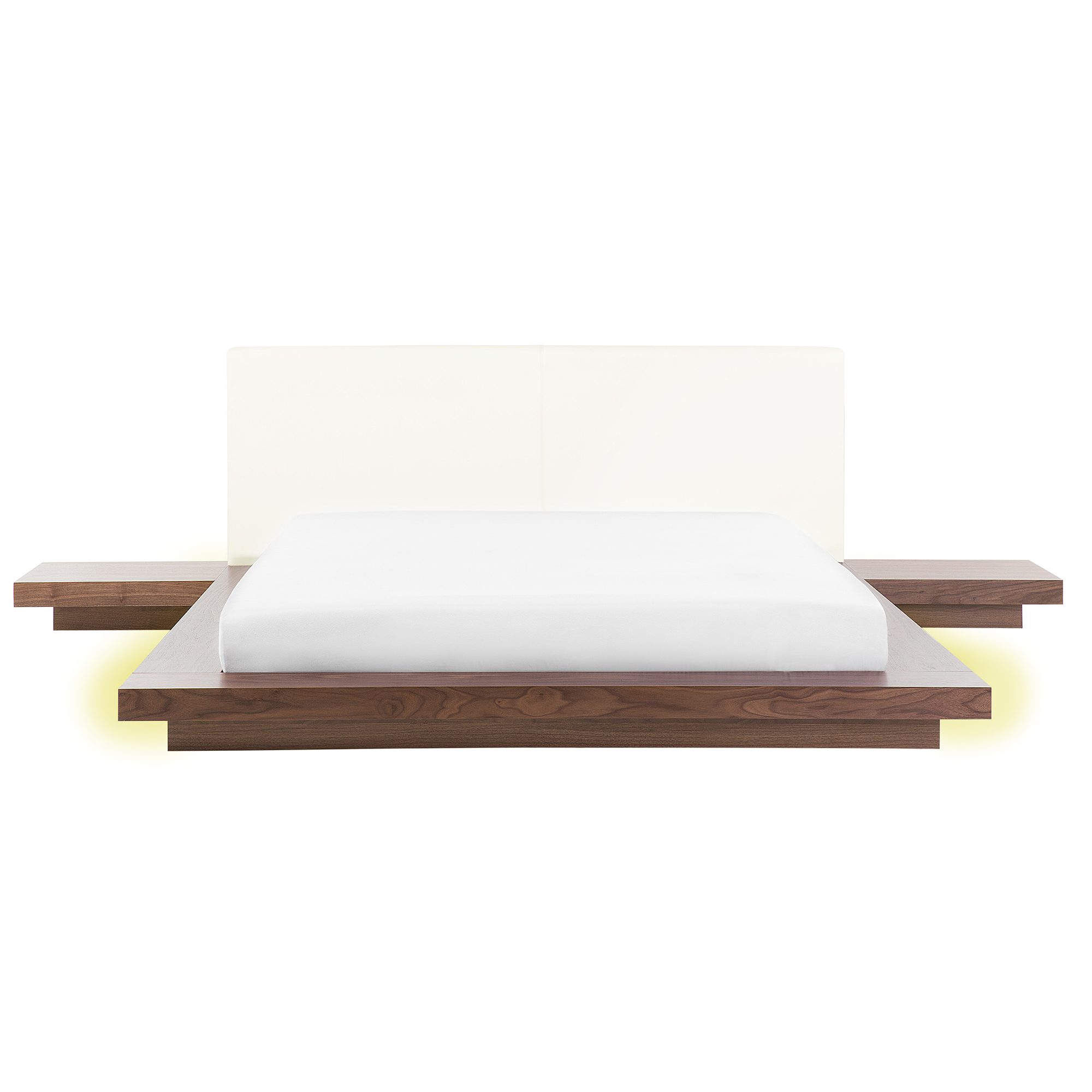 Bed met LED kunstleren hoofdbord hout bruin 160 x 200 cm ZEN