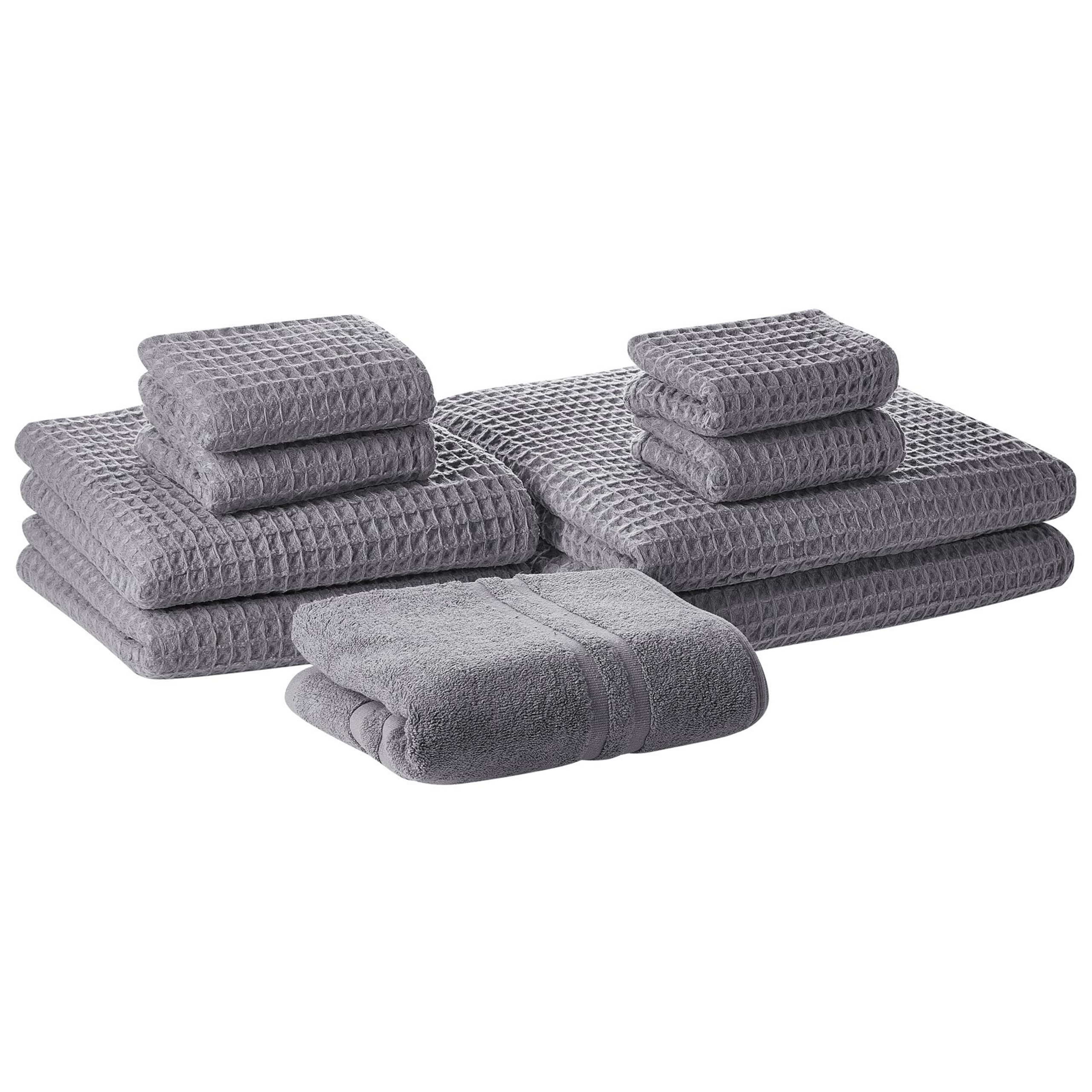 Handdoek set van 9 katoen grijs AREORA
