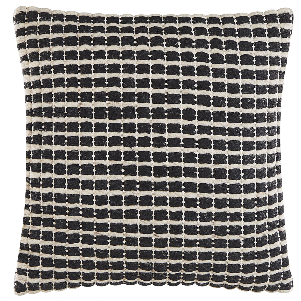 Image of Cuscino decorativi in cotone bianco e nero 45 x 45 cm Fodera per cuscino a quadri con imbottitura in poliestere