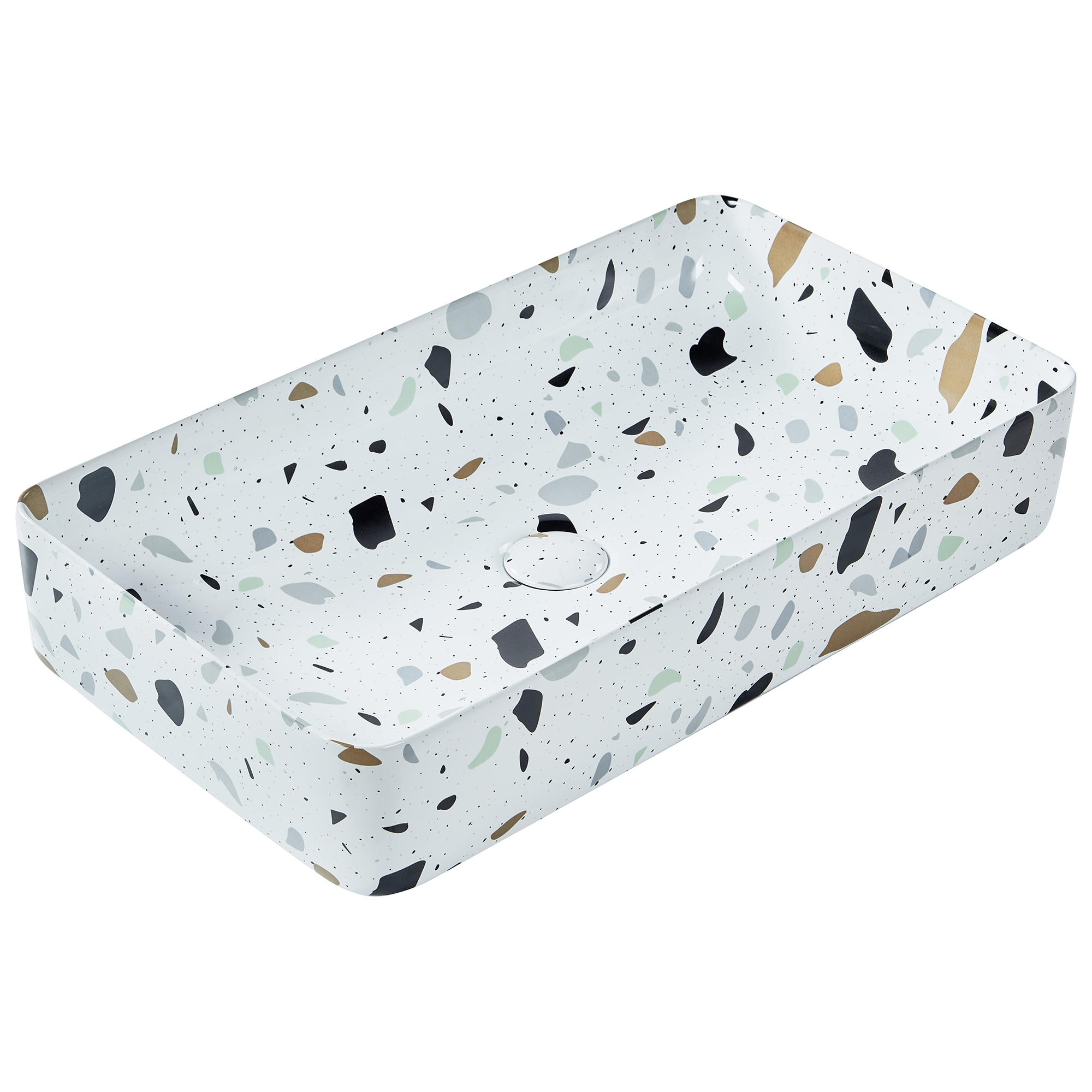 Wastafel keramiek terrazzo wit 51 x 34 cm NULES