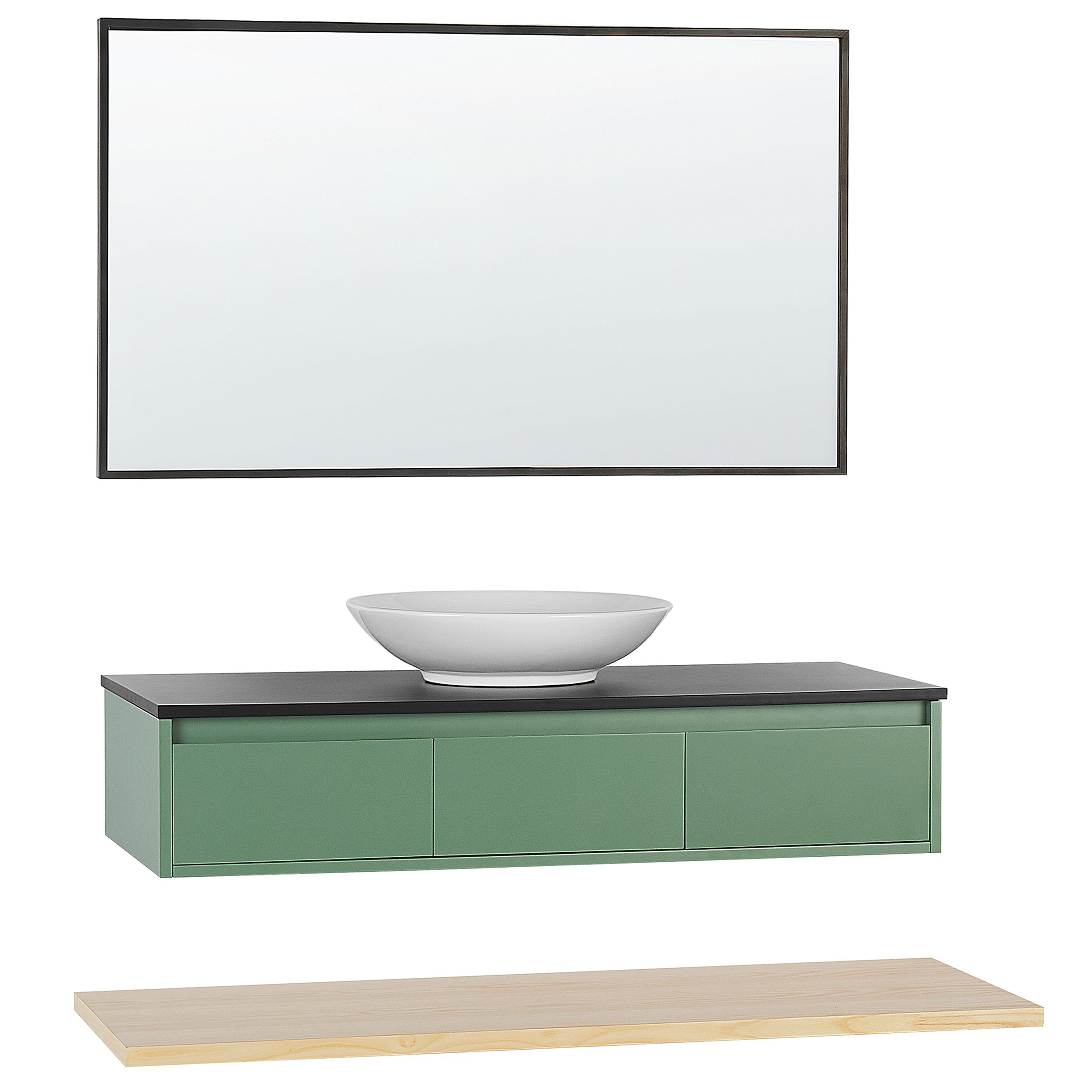 Badkamermeubelset groen/licht hout ZARAGOZA