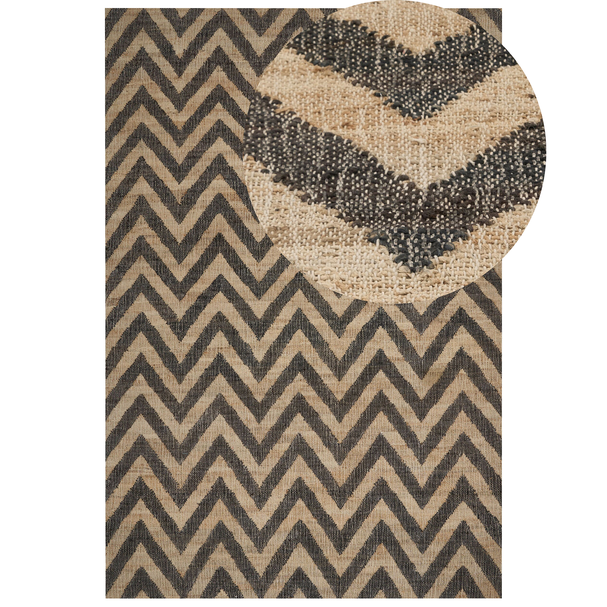 Vloerkleed jute beige/zwart 200 x 300 cm DEDEPINARI