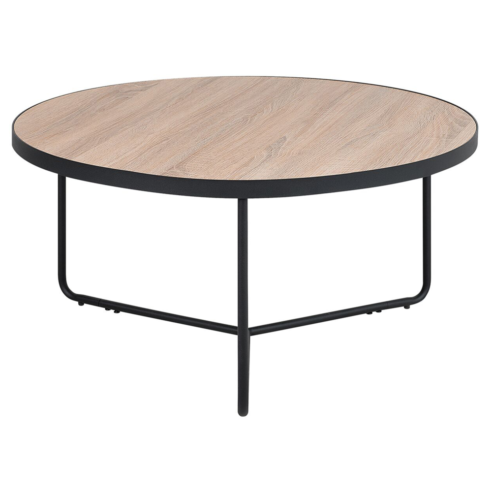 Tavolino da caffè in legno chiaro da tavolo con gambe in metallo Nero rotondo grande 80 x 80 x 40 cm mobili da soggiorno