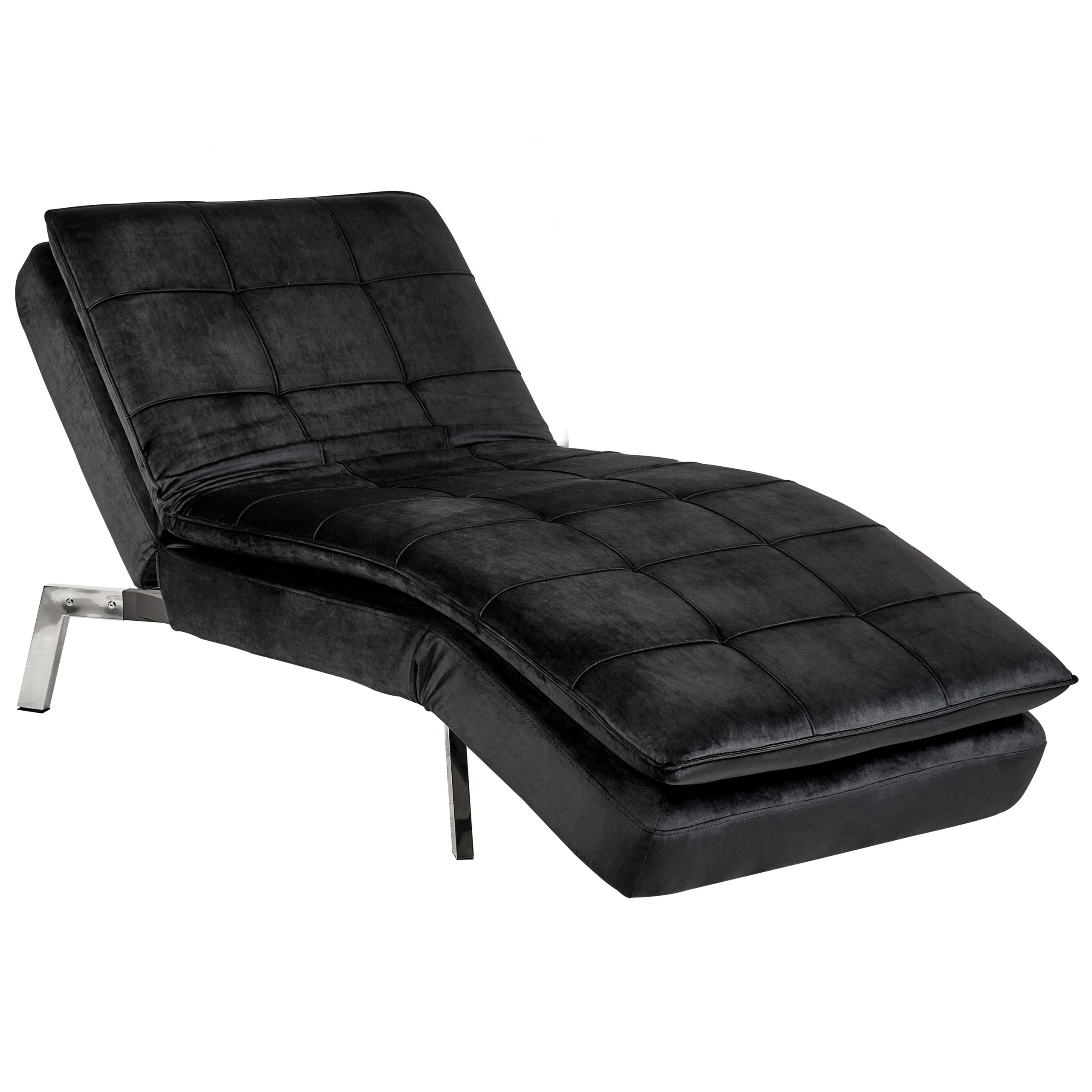 Chaise longue fluweel zwart LOIRET