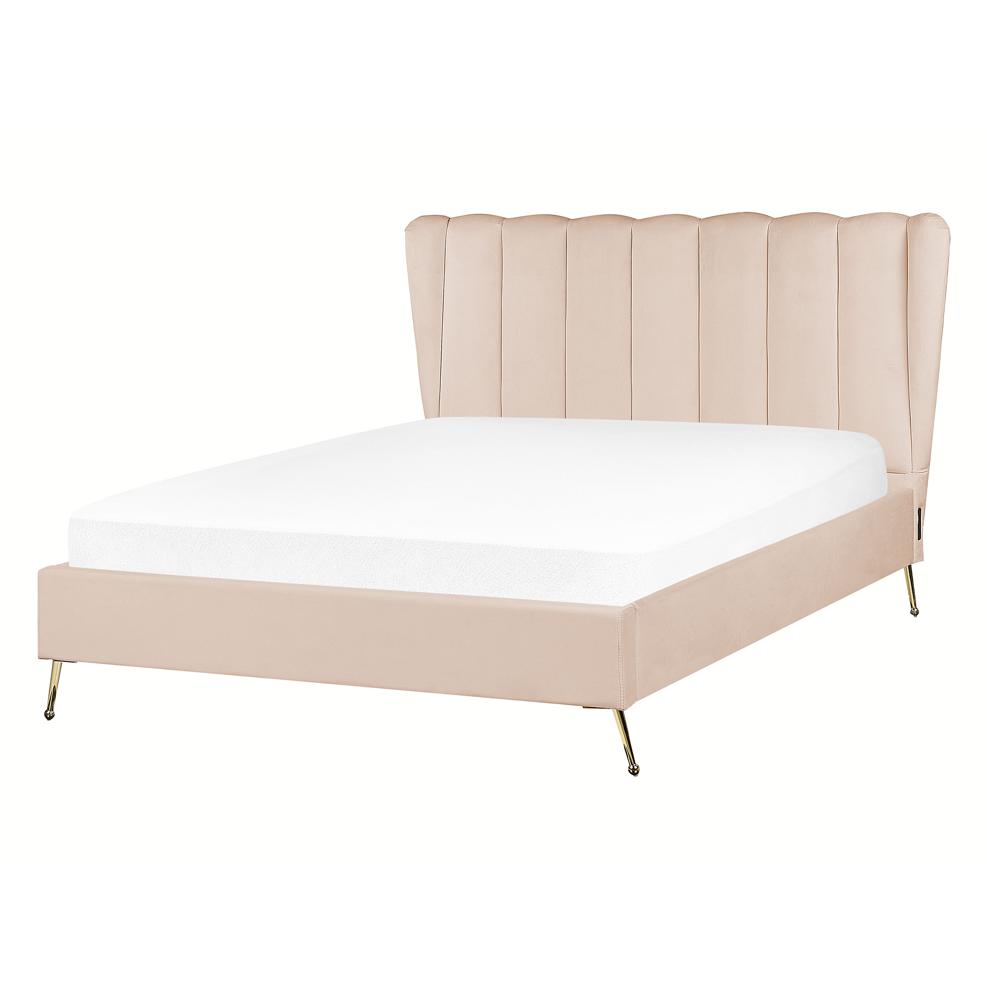 Bed fluweel beige 140 x 200 cm MIRIBEL