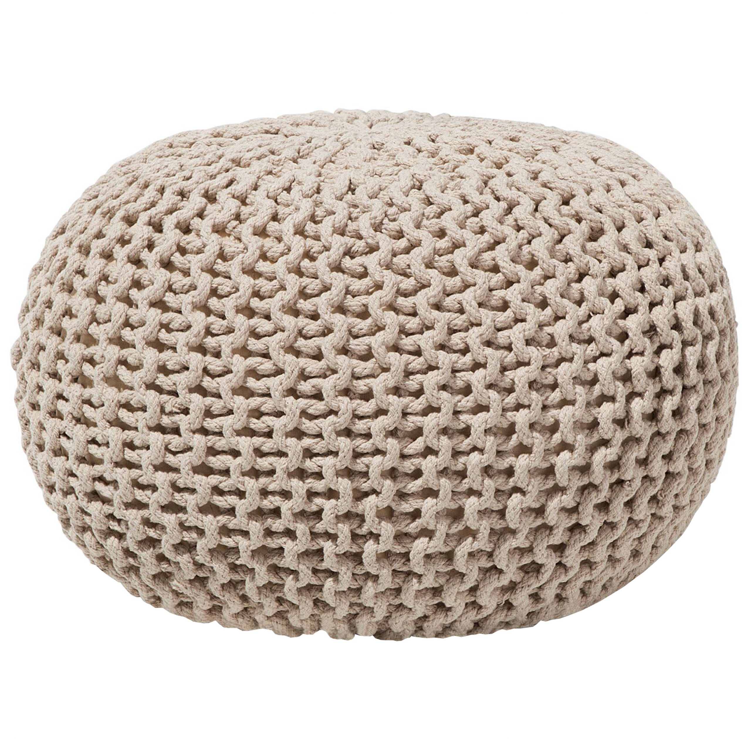 Poef gebreid beige CONRAD L