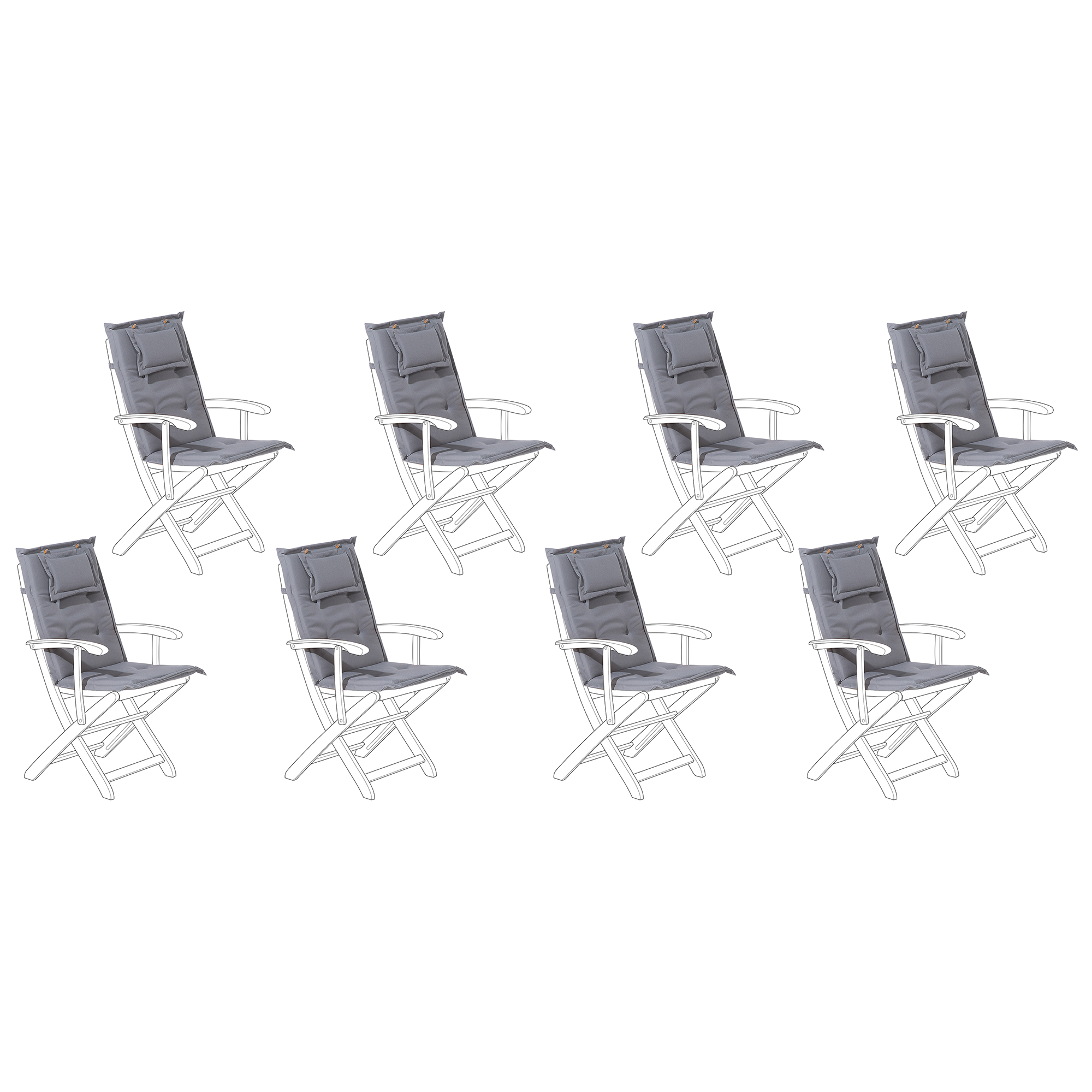 Kussen voor tuinstoel set van 8 grijs MAUI