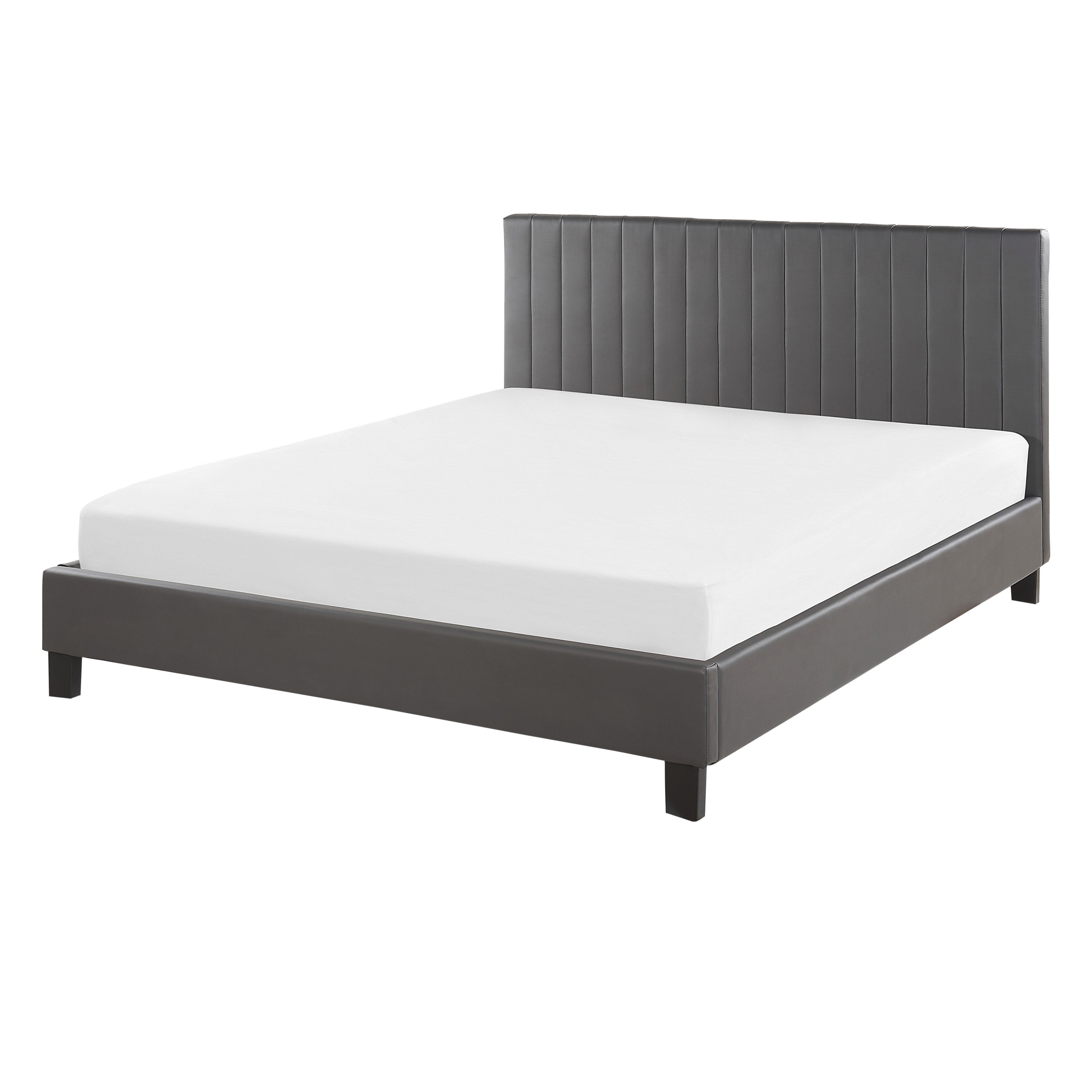 Bed kunstleer grijs 140 x 200 cm POITIERS