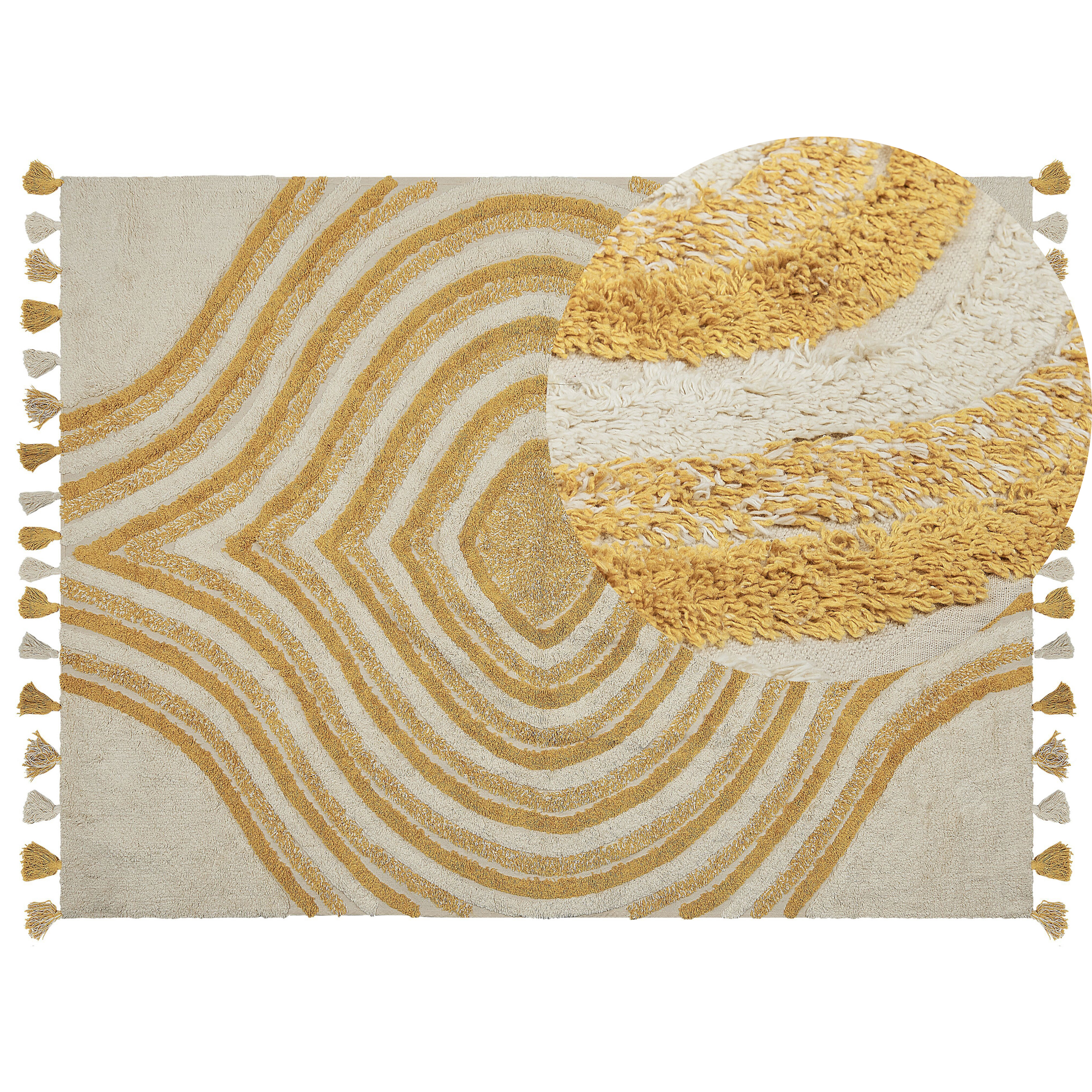 Vloerkleed katoen beige en geel 160 x 230 BINGOL