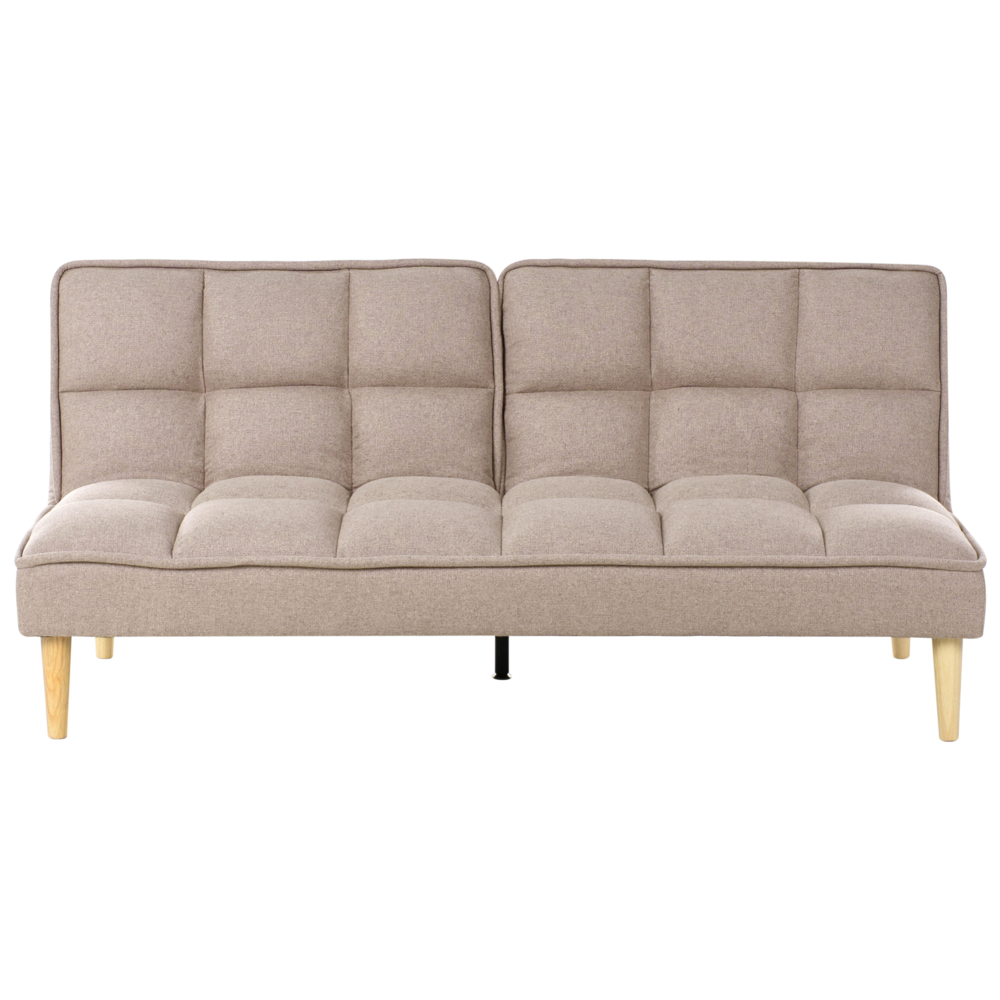 Image of Divano letto Marrone chiaro Easy Clean Tessuto 3 posti reclinabile Schienale trapuntato Divano letto semplice Click-Clack