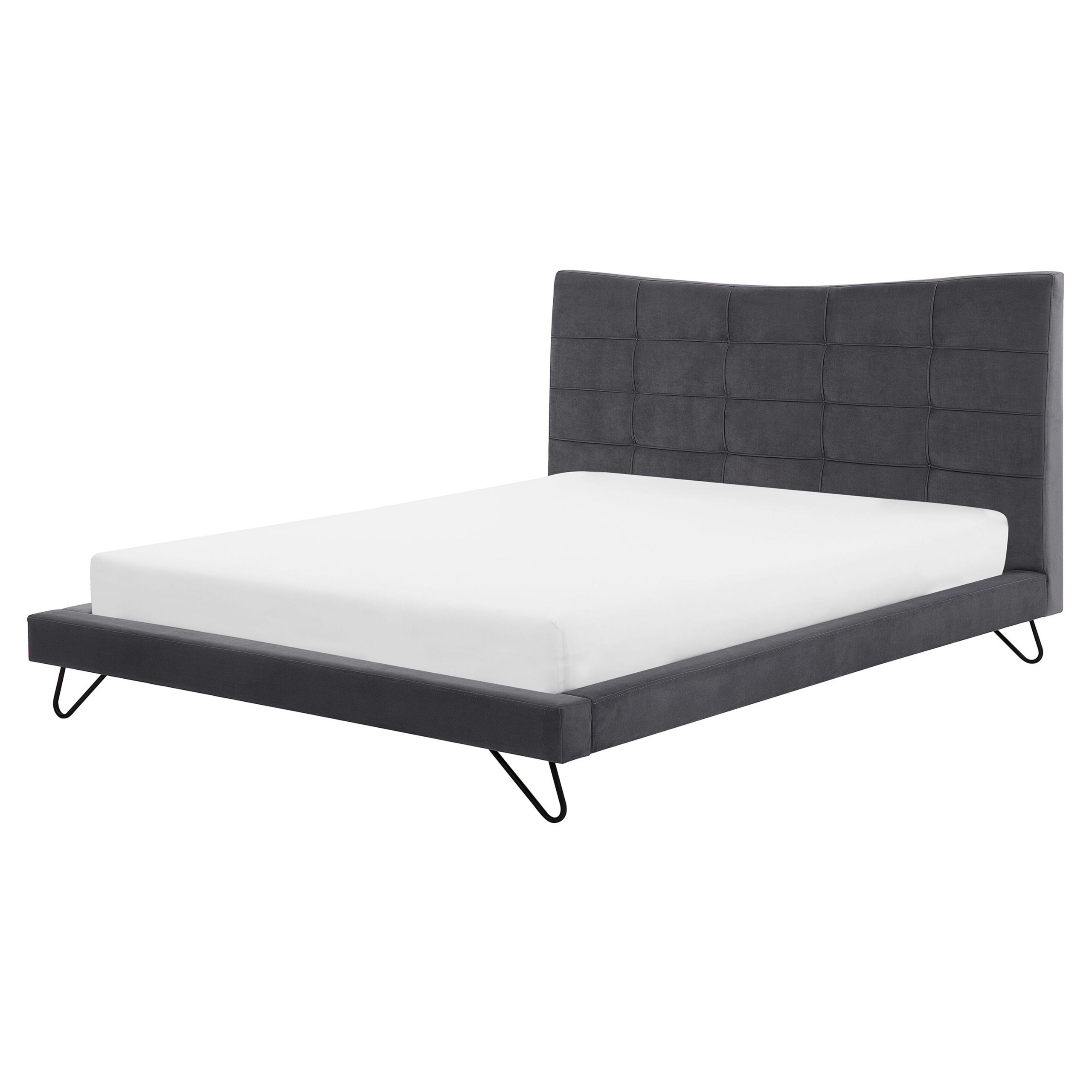 Bed fluweel grijs 160 x 200 cm LANNION