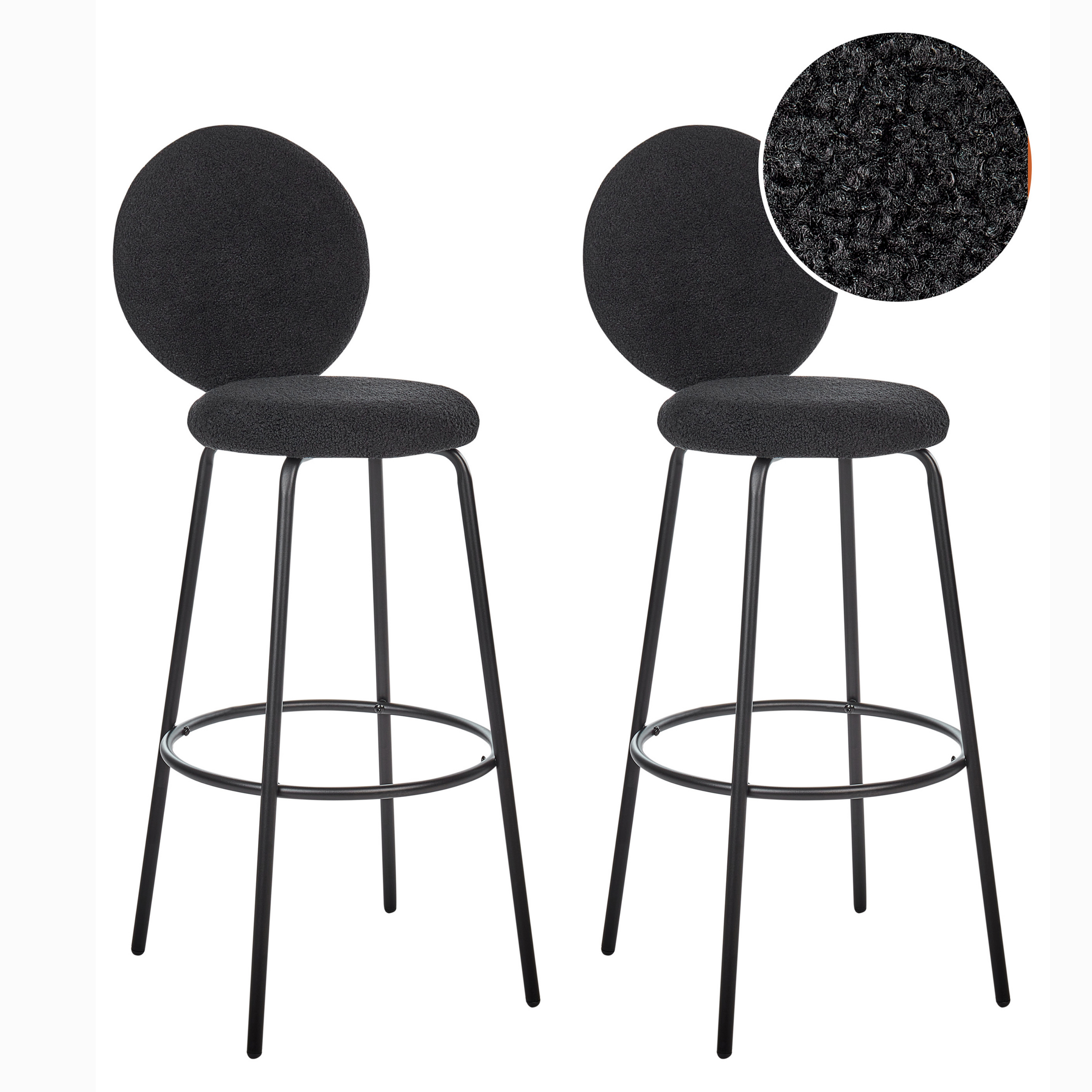 Barkruk Set van 2 Bouclé Zwart EMERY