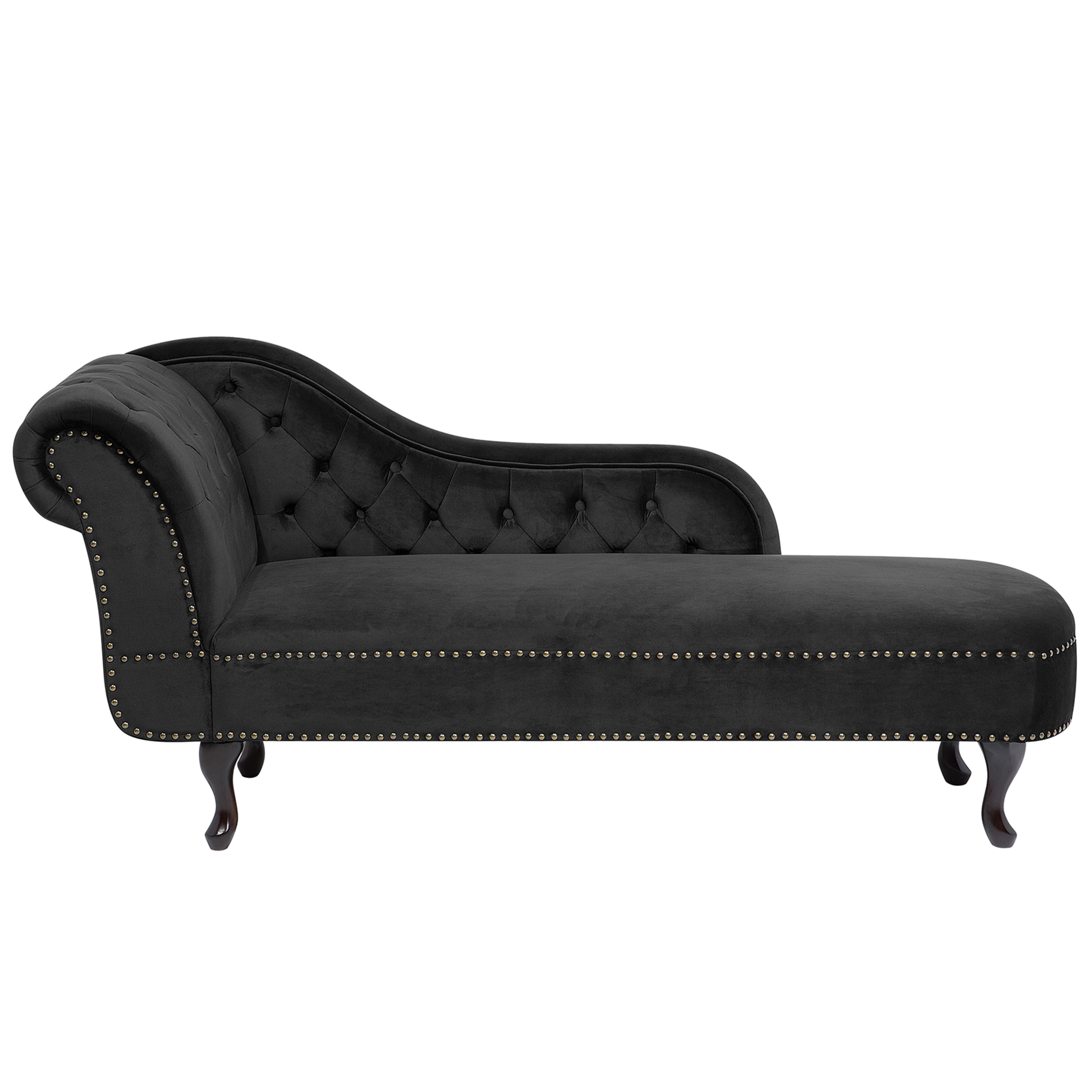 Chaise longue fluweel zwart linkszijdig NIMES