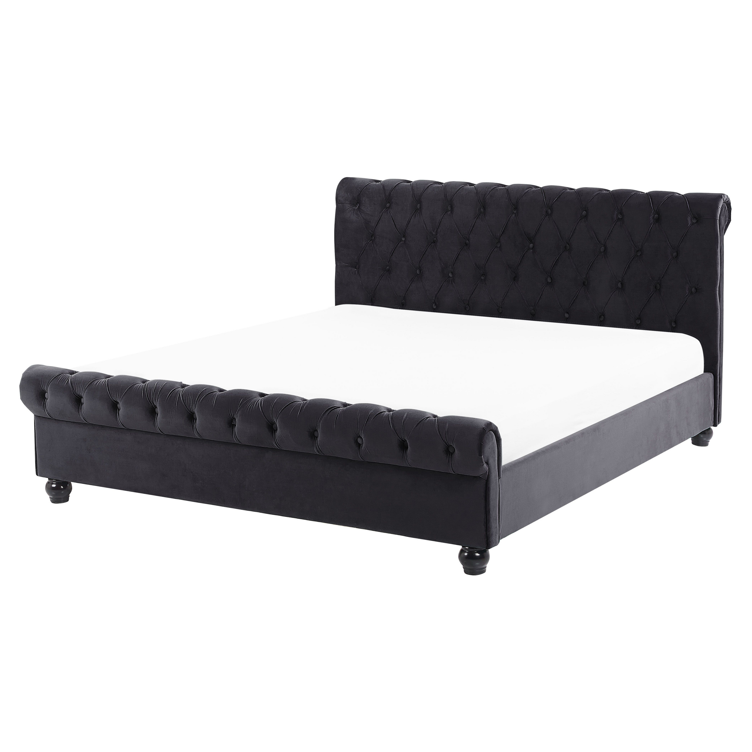 Bed fluweel zwart 160 x 200 cm AVALLON