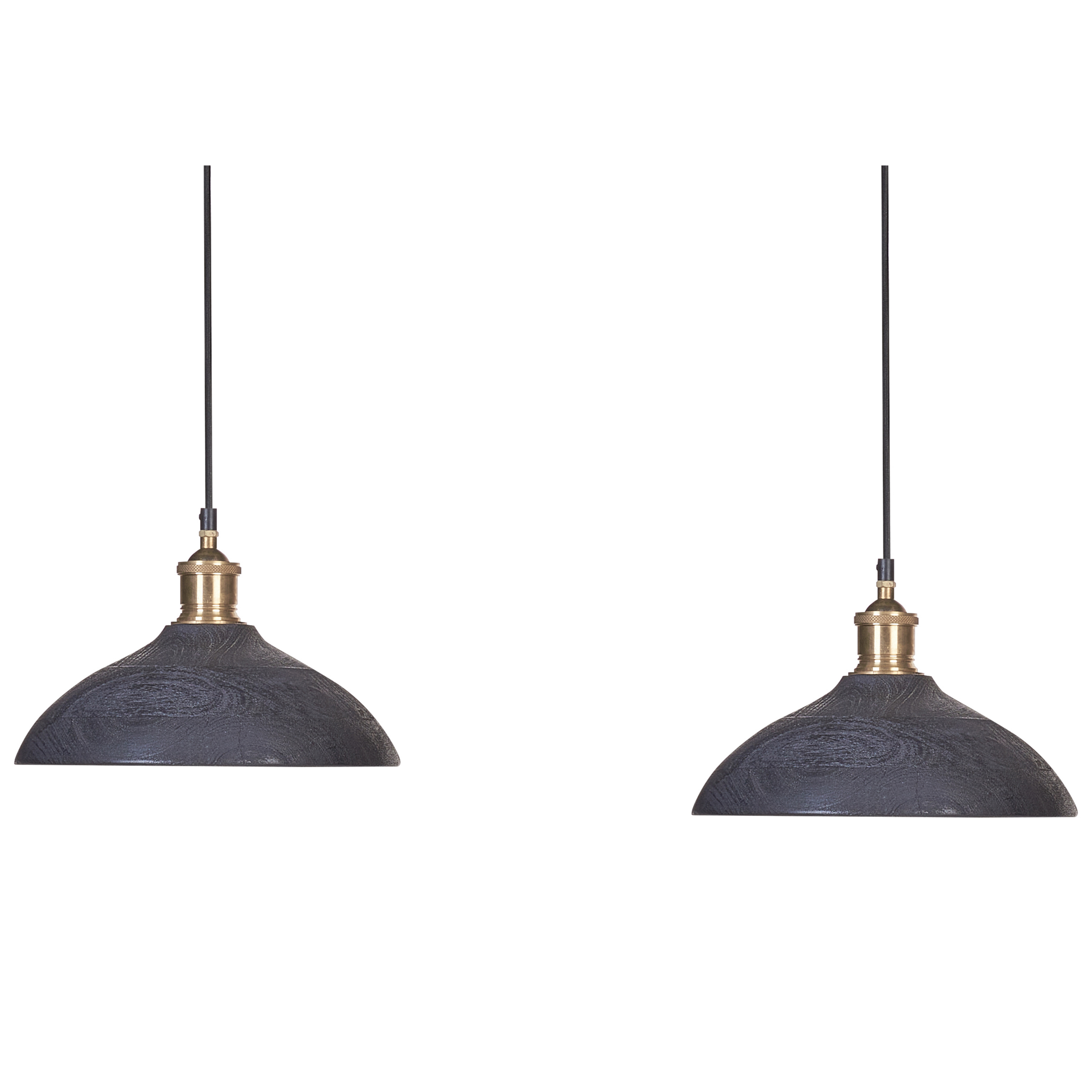 Hanglamp 2 lichten mangohout zwart CHEYYAR