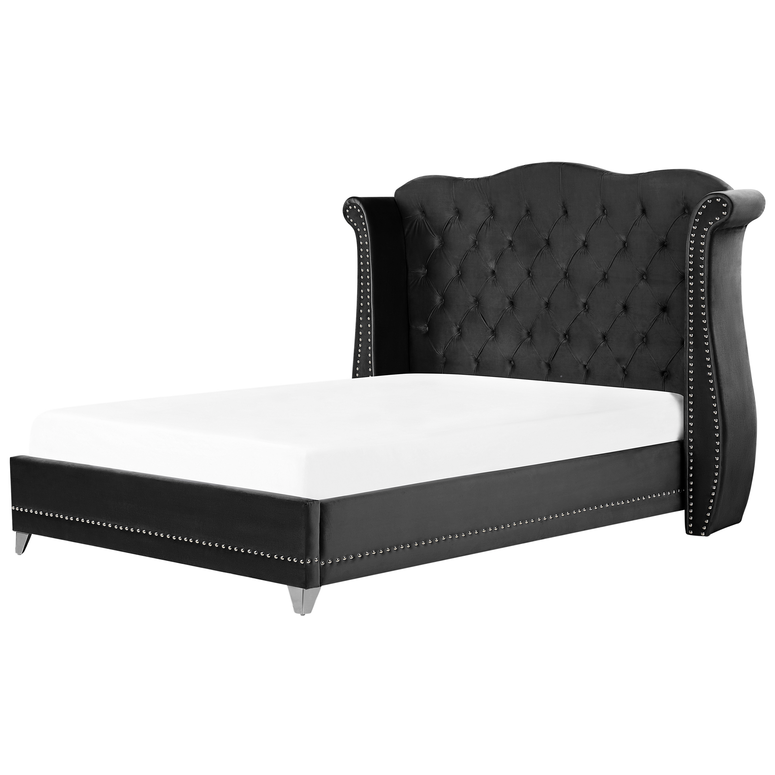 Bed fluweel zwart 180 x 200 cm AYETTE
