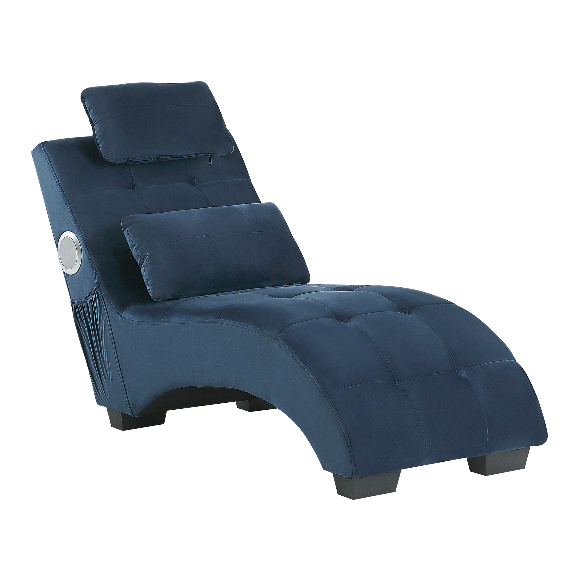 Chaise longue met Bluetooth speaker en USB fluweel blauw SIMORRE
