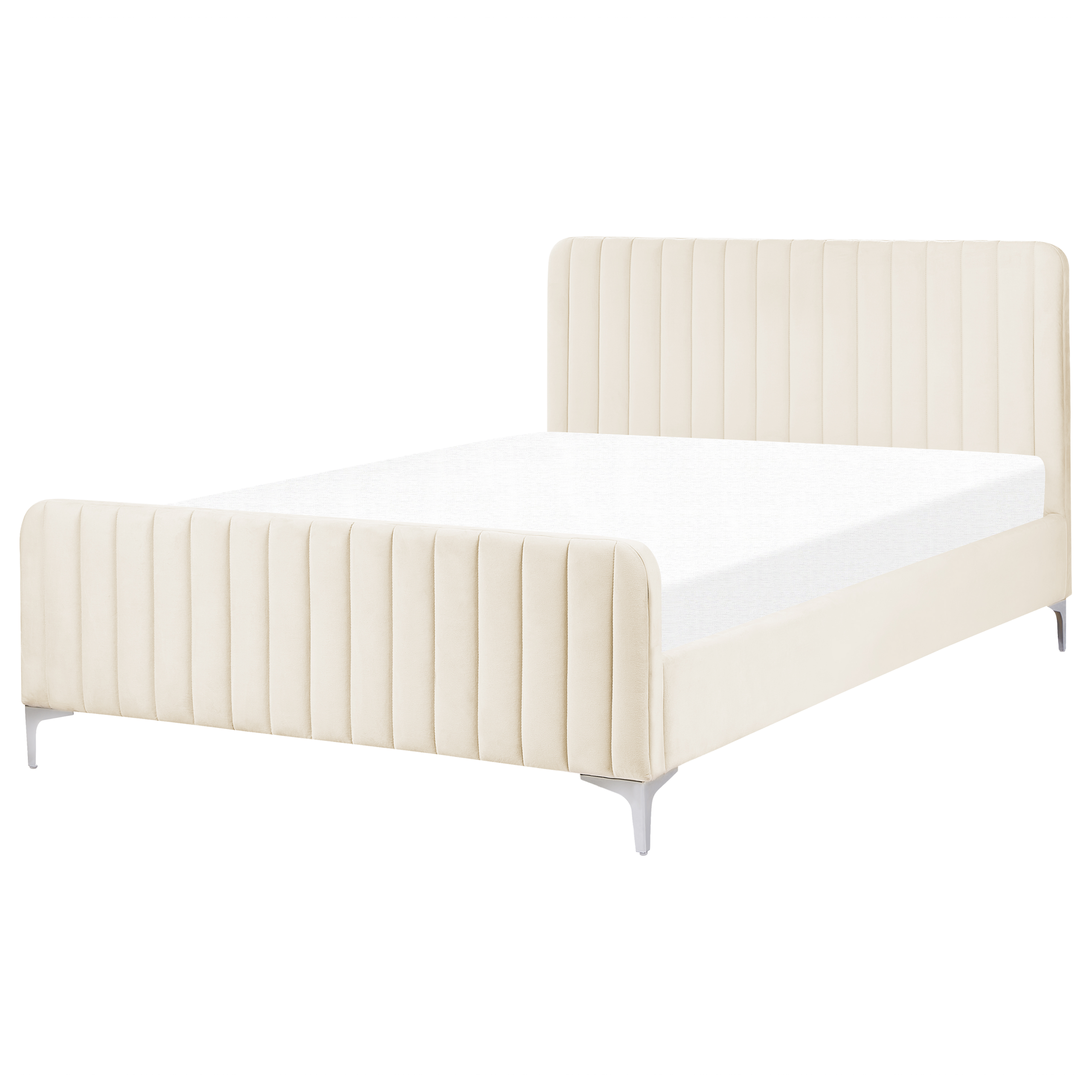 Beliani - Cama de casal em veludo creme 140 x 200 cm LUNAN