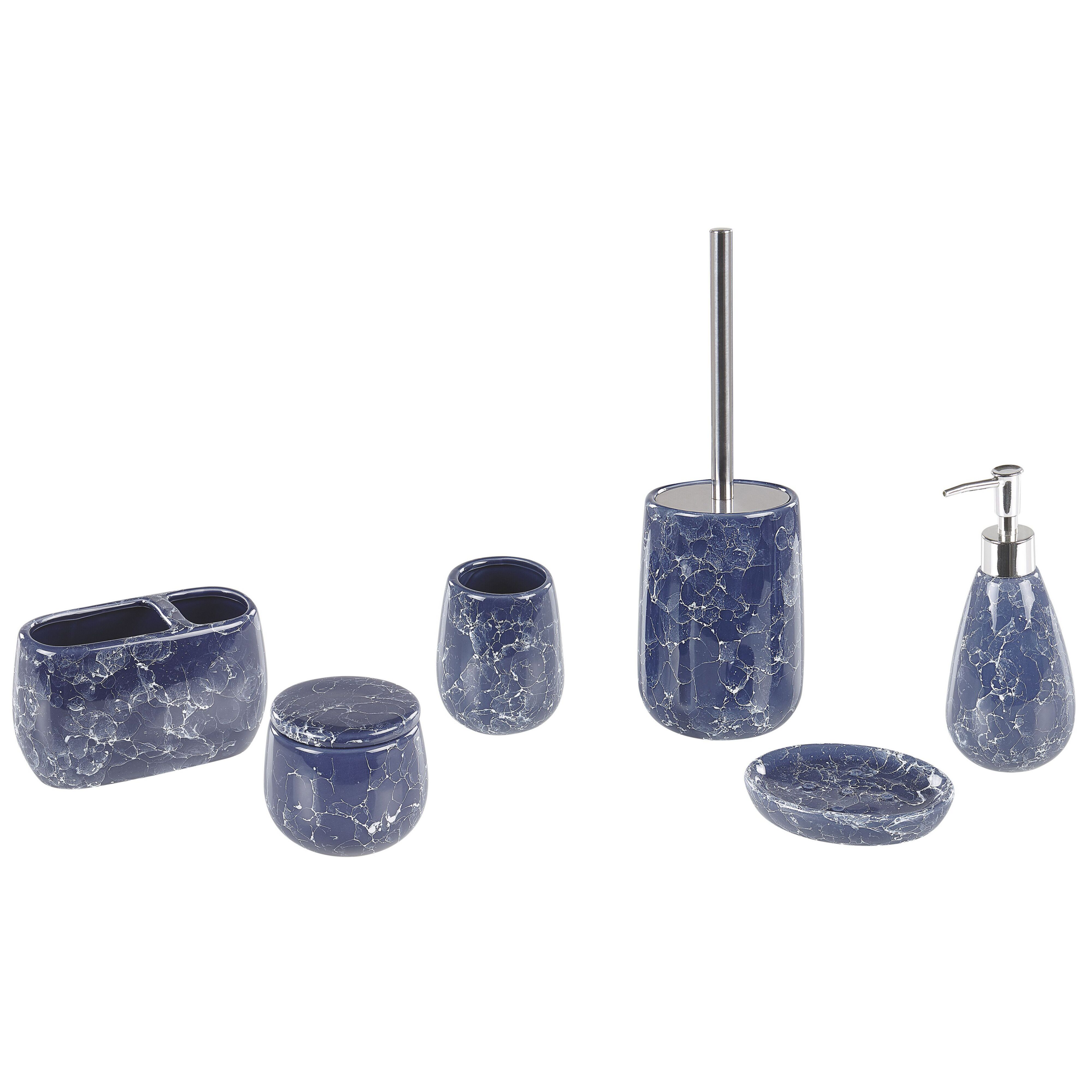 Badkamerset set van 6 keramiek blauw ANTUCO