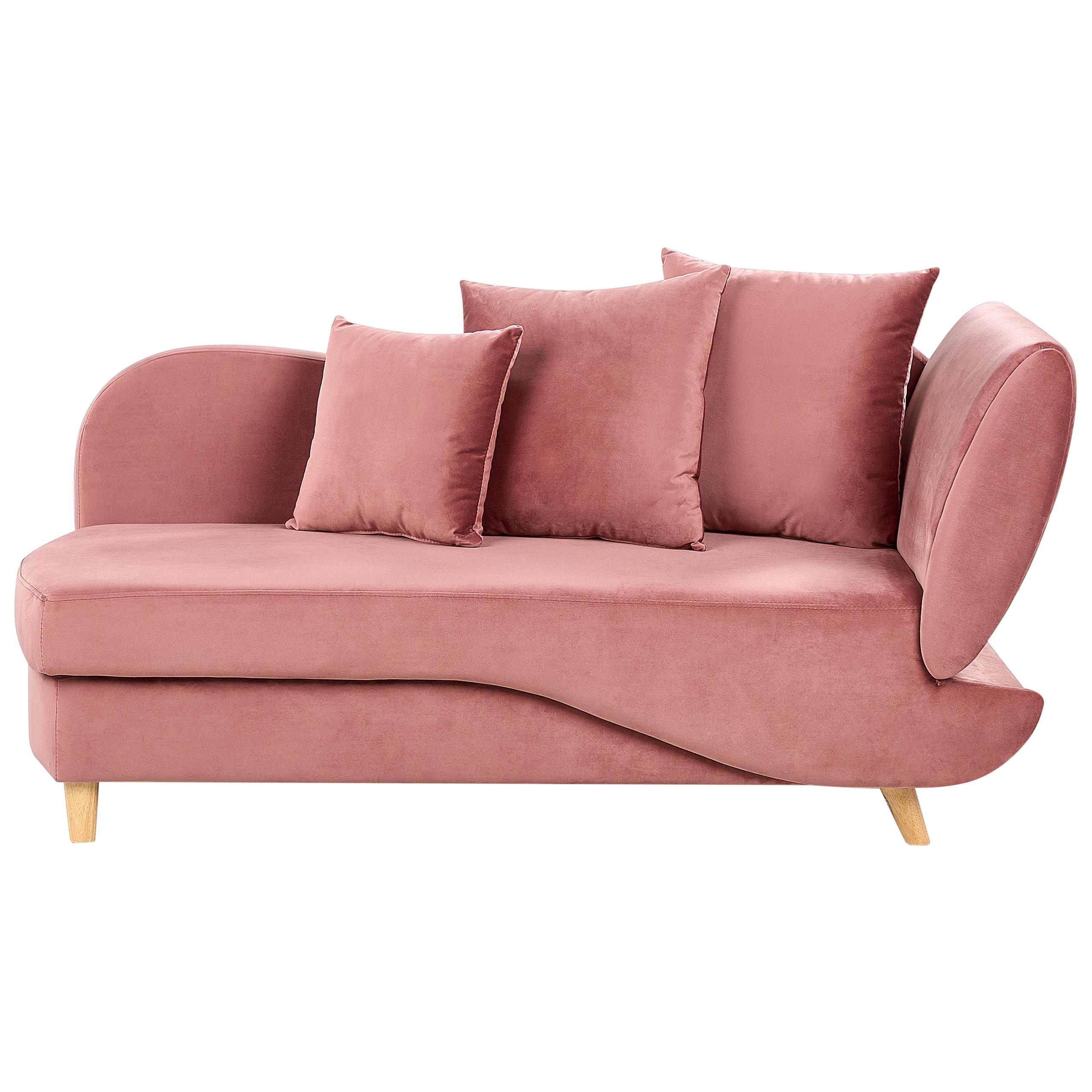 Chaise longue fluweel roze rechtszijdig MERI II