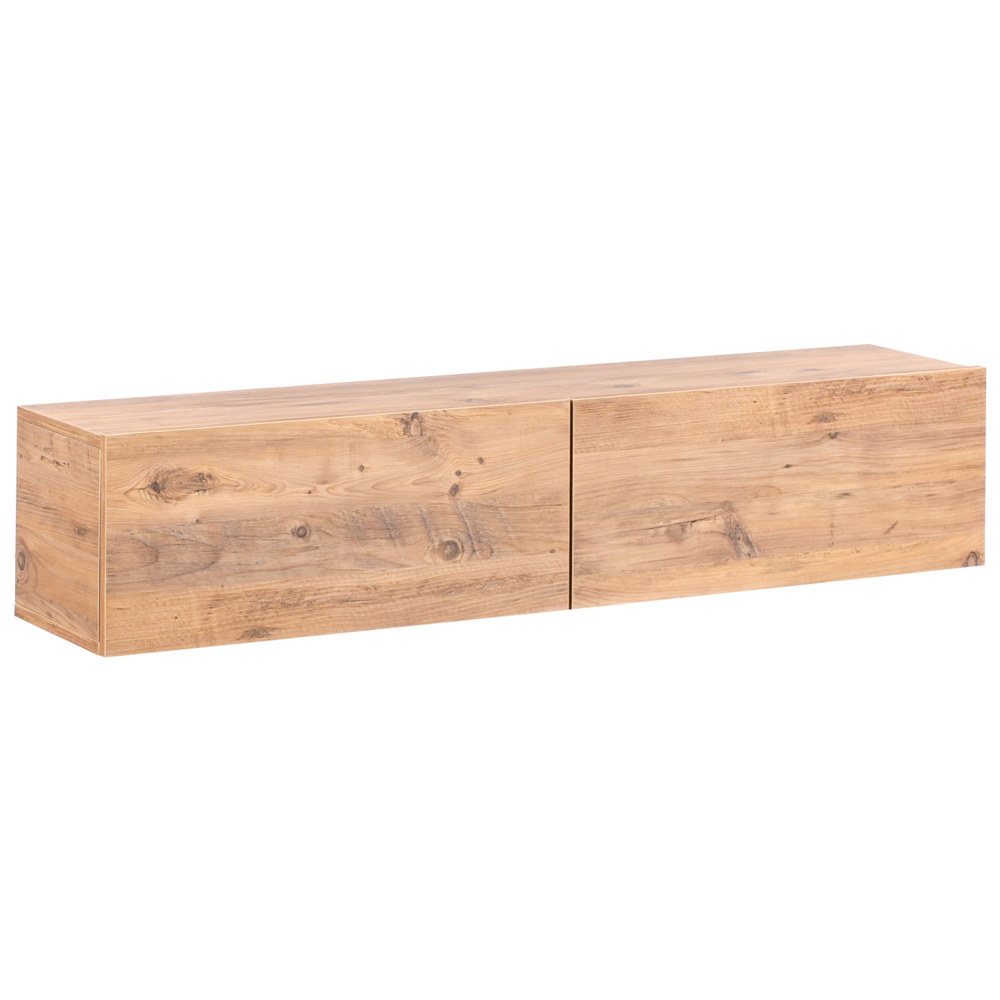Mobile Porta TV a parete verde e marrone 140 cm fino a 70ʺ 2 porte Design minimalista Soggiorno
