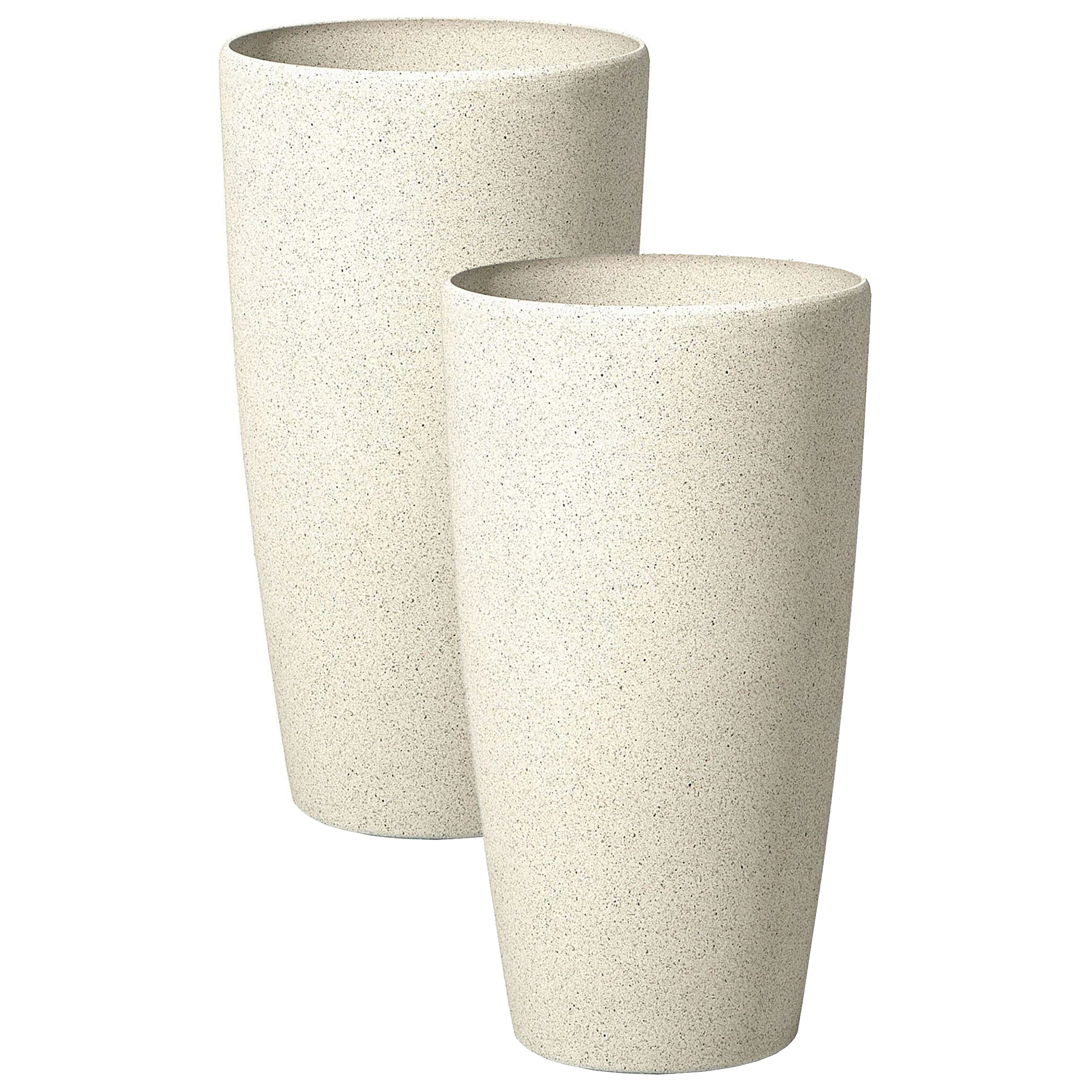 Bloempot set van 2 beige 31x31x58 cm ABDERA