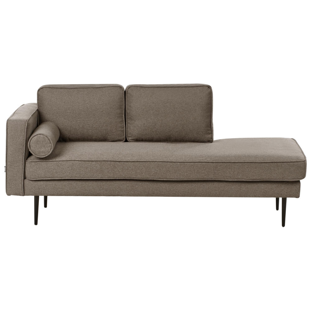 Chaise Longue Versione sinistra tessuto marrone Gambe In Metallo Rafforzamento Cuscino Design Moderno