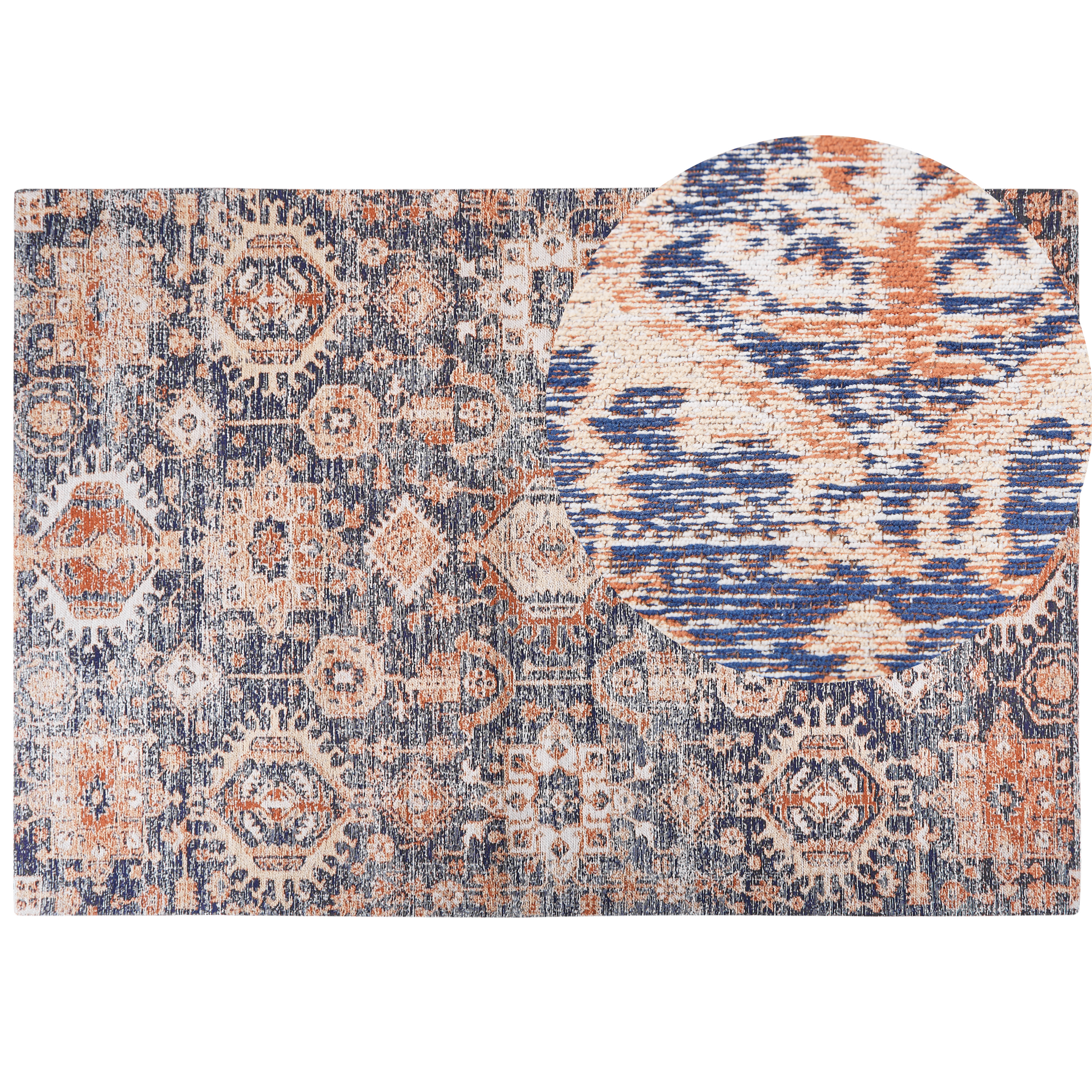 Vloerkleed katoen blauw/rood 200 x 300 cm KURIN