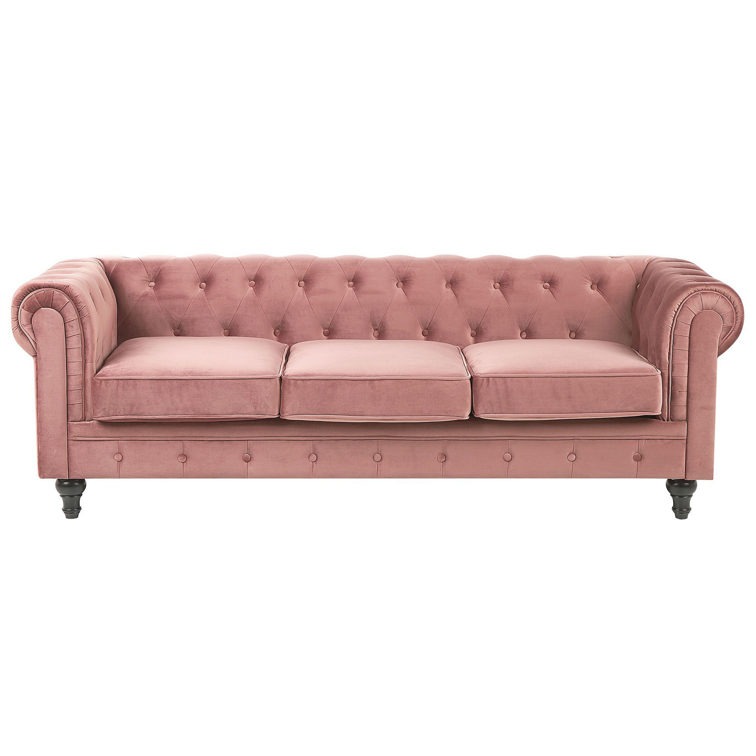 Beliani - Sofá de 3 lugares em veludo rosa CHESTERFIELD