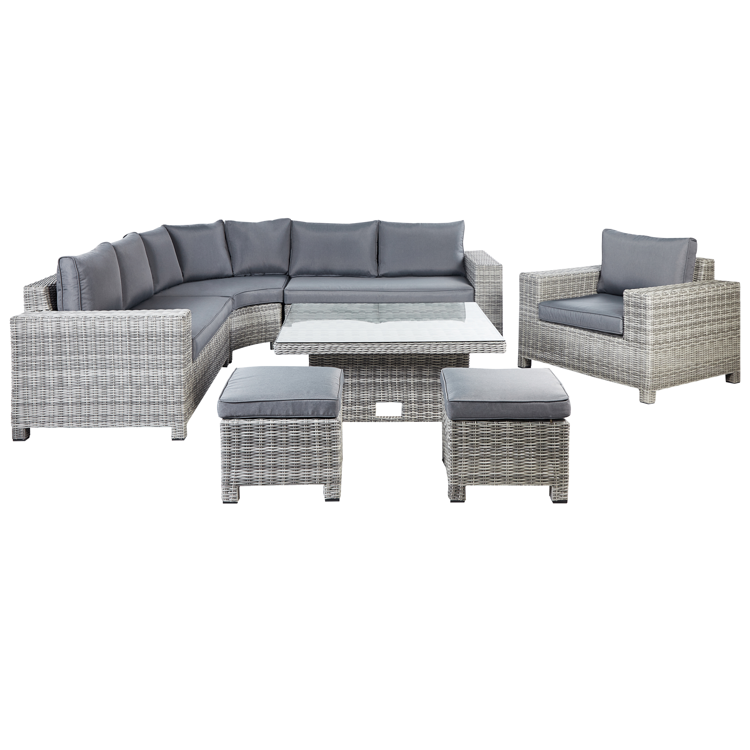 Loungeset Symmetrisch PE rotan Grijs TEGLIO