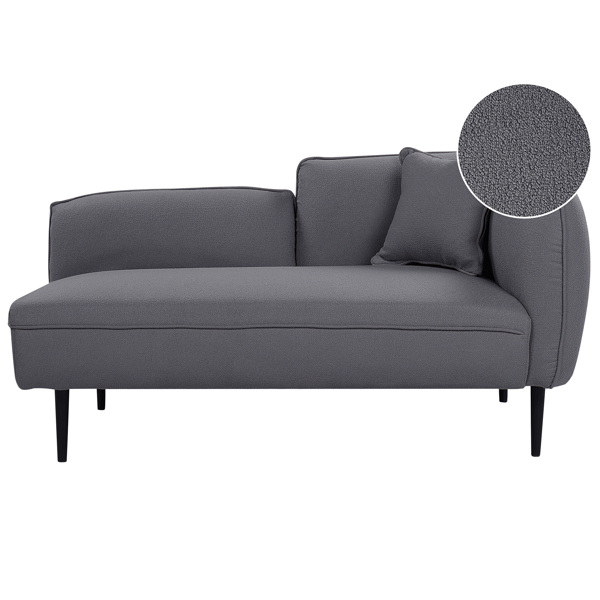 Chaise longue bouclé donkergrijs rechtszijdig CHEVANNES